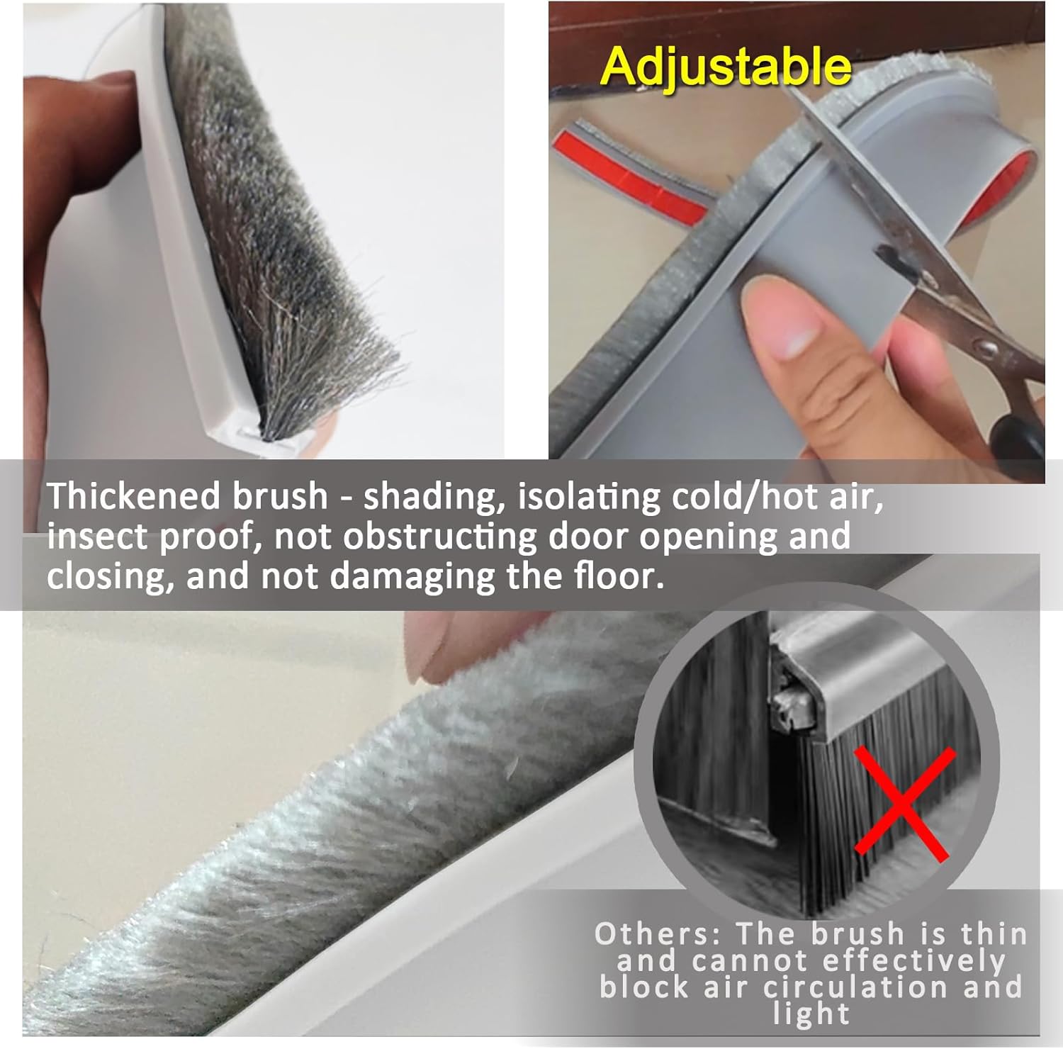 Yingd Door Draft Stopper with Brush 39 Inch Rubber Door Sweep