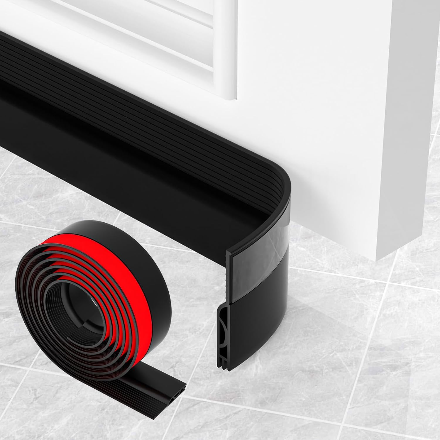 Black Door Draft Stopper 39 Inches for Weather Sealing