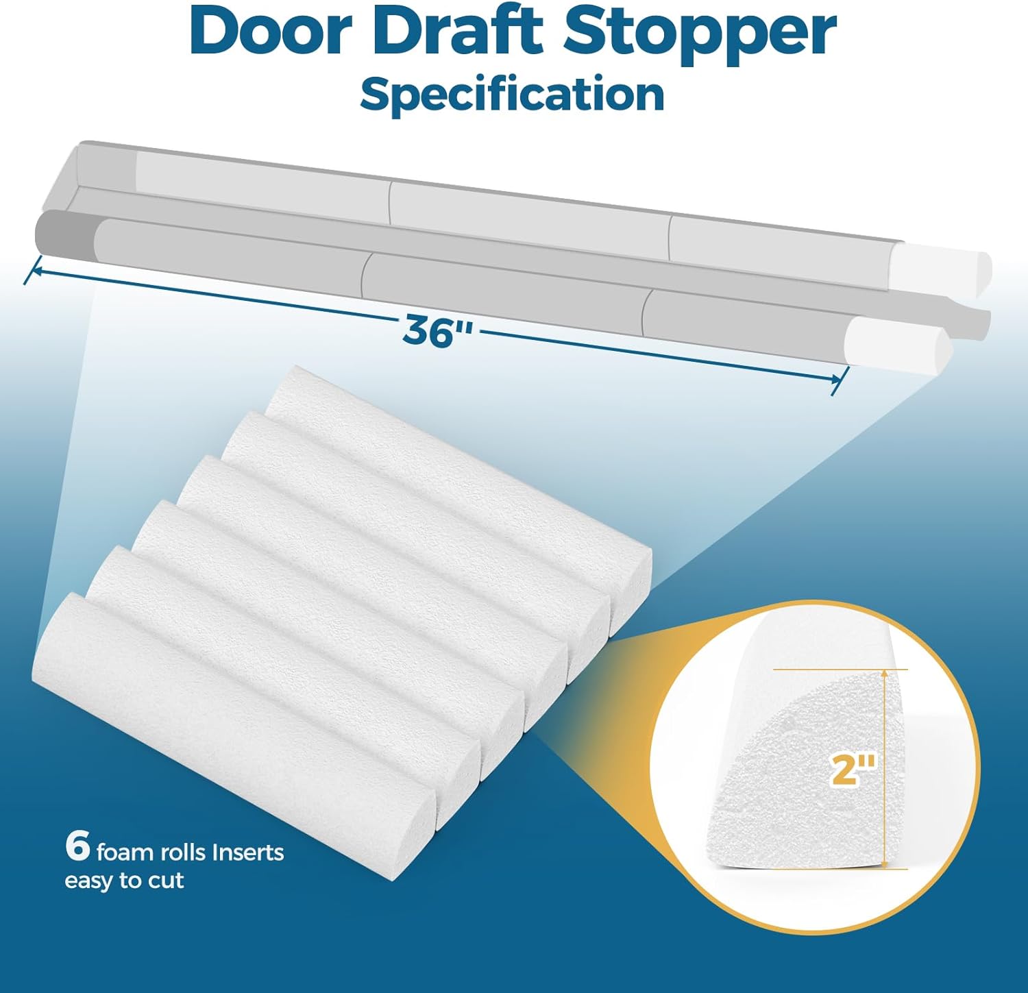 Adjustable Door Draft Stopper 36 Inch Black