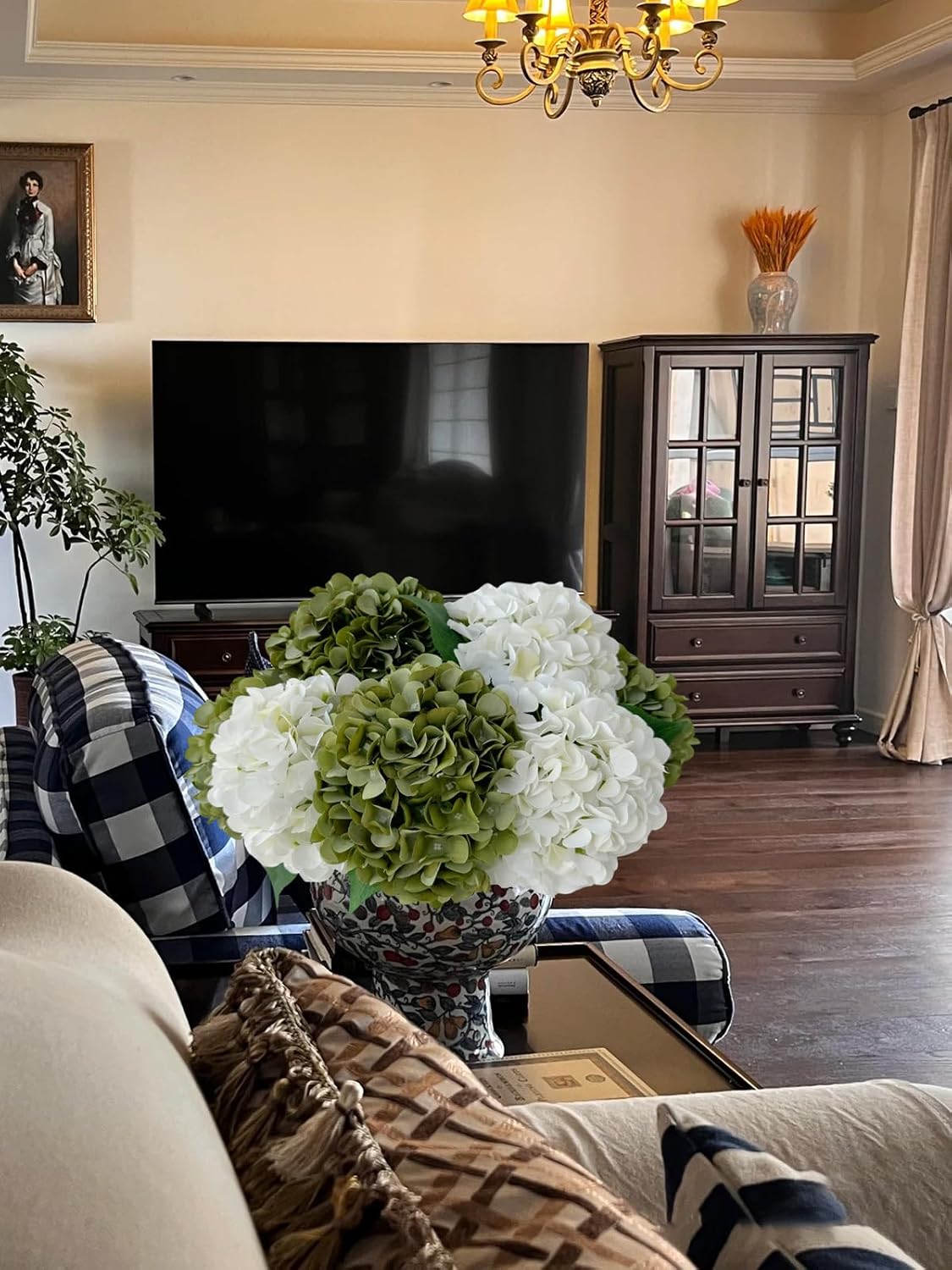 5 Pcs 20 Inch Artificial Hydrangeas with Dried Touch
