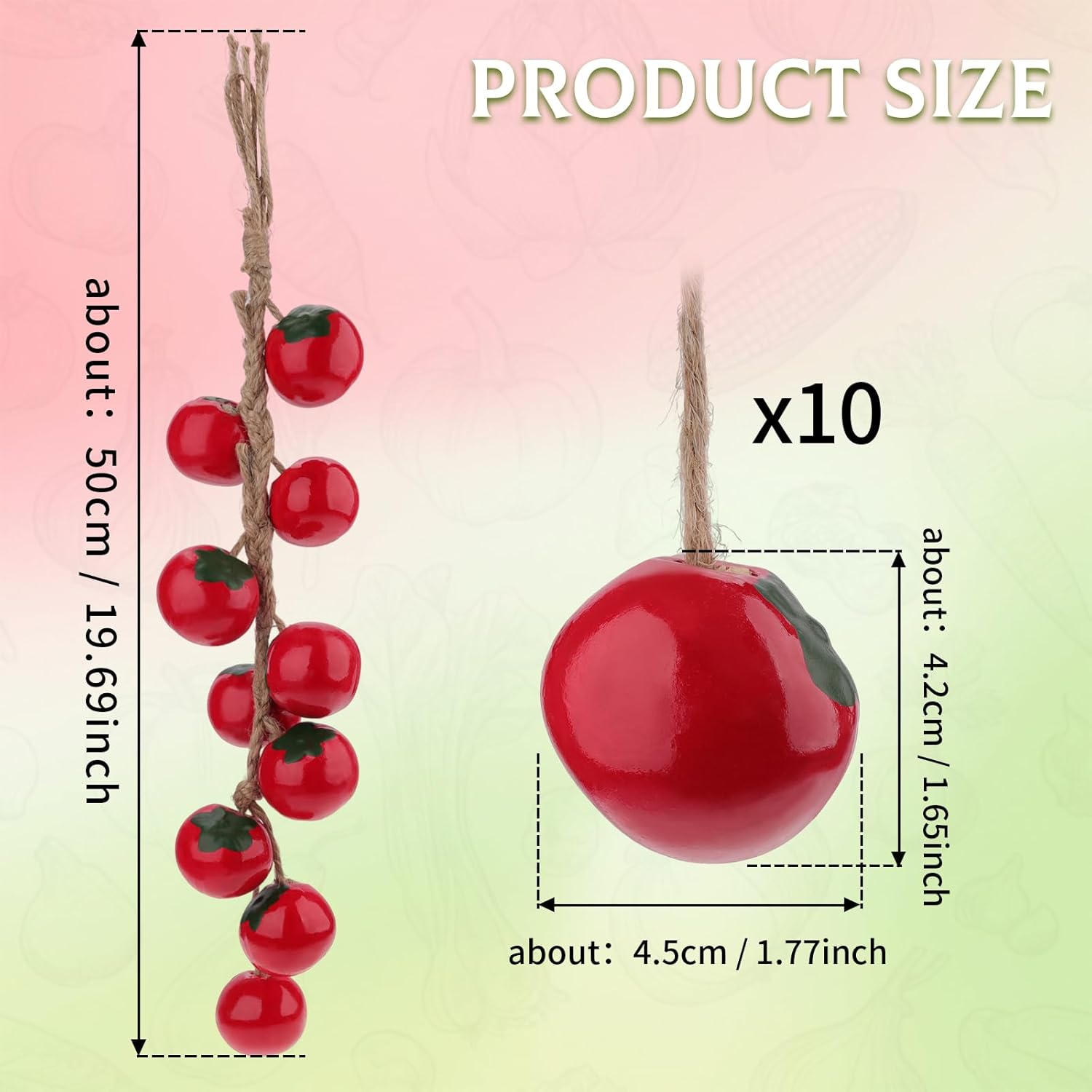 Woration Artificial Red Tomato Garland 1 Pack