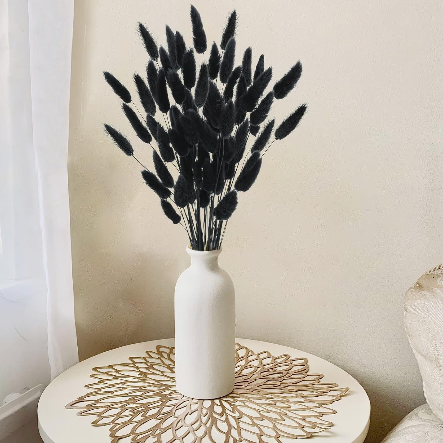 Uieke 17 Inch Black Dried Bunny Tails for Decor