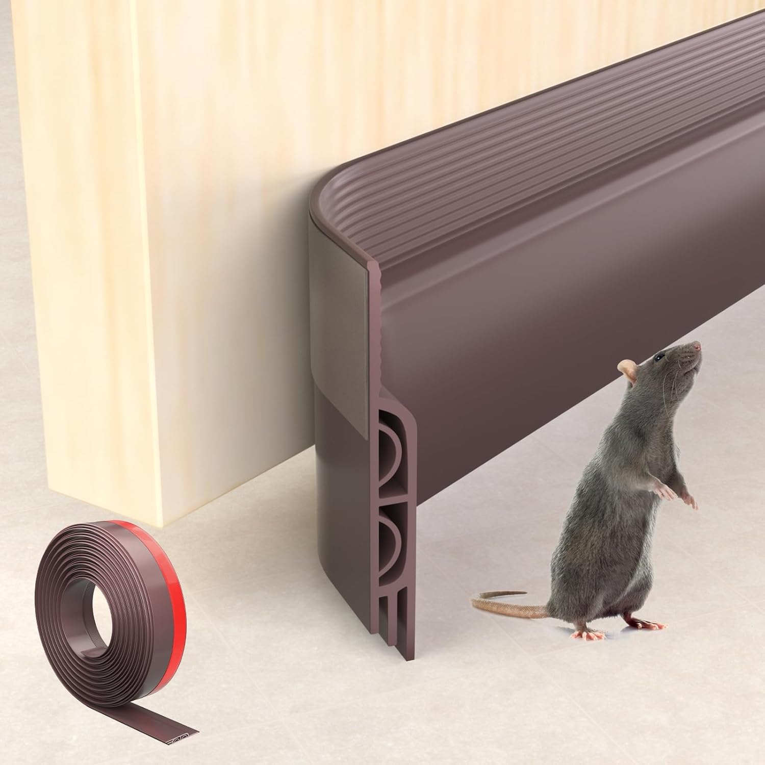 78 Inches Brown Door Draft Stopper Soundproof Seal