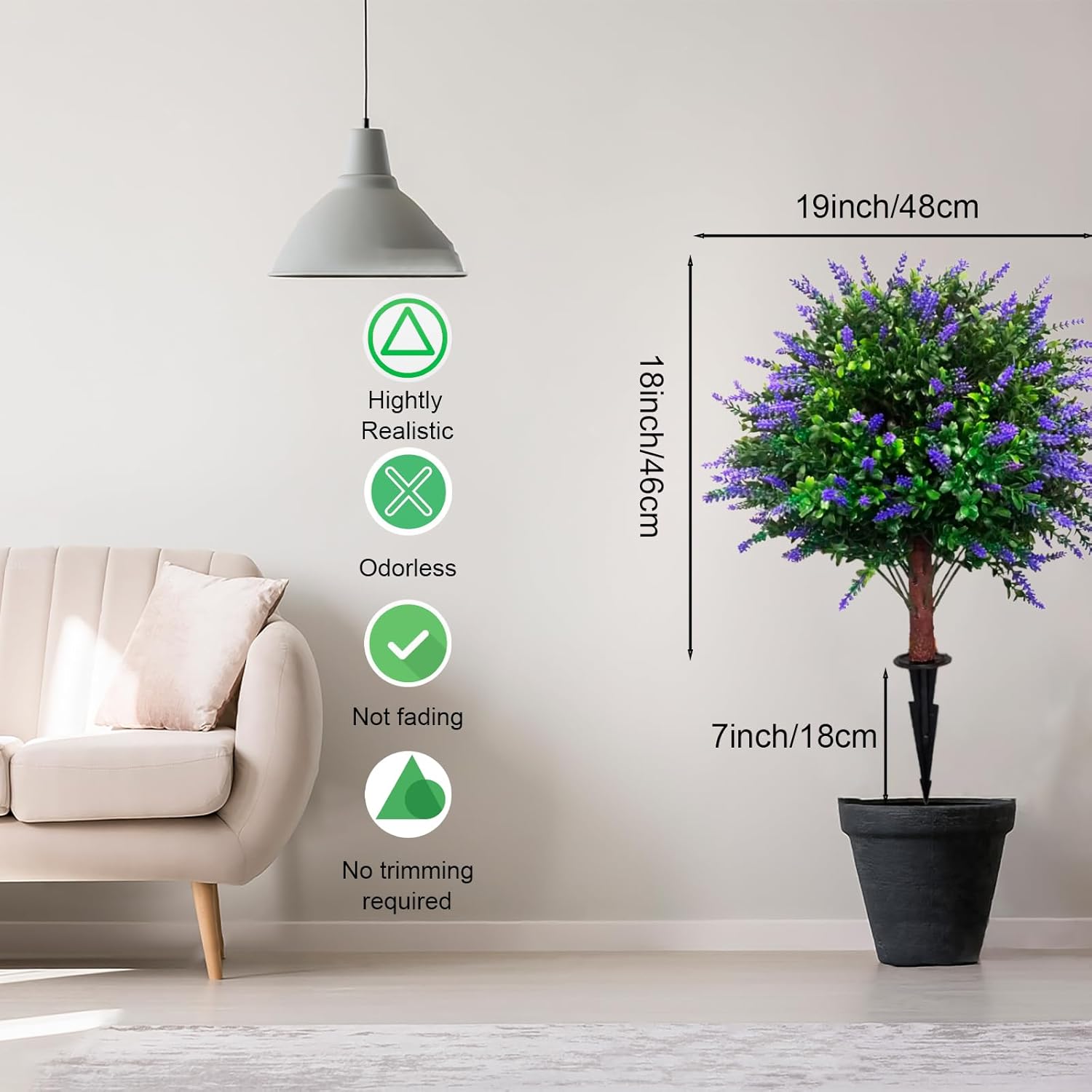 COSDACE Artificial Lavender Topiary Ball Trees 2 Sets