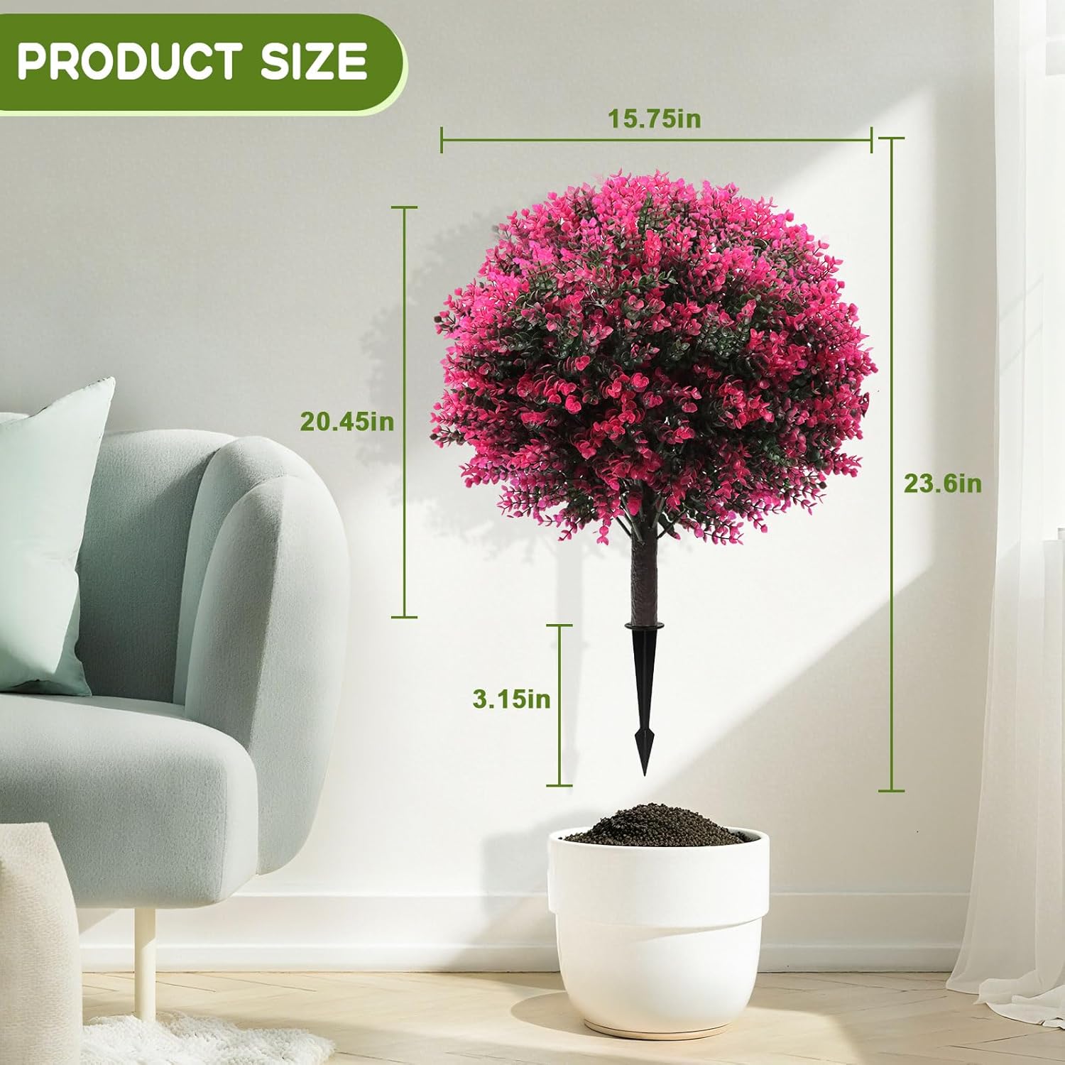AXHJ 23 Incher Set of 2 Artificial Boxwood Topiaries
