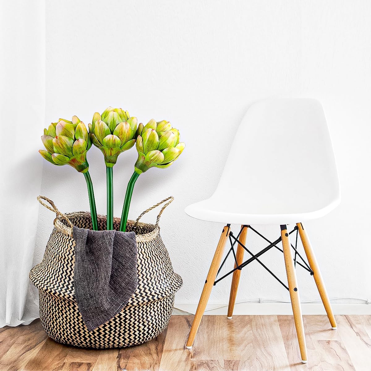 Gresorth 3 Pcs Artificial Artichoke Branches Green