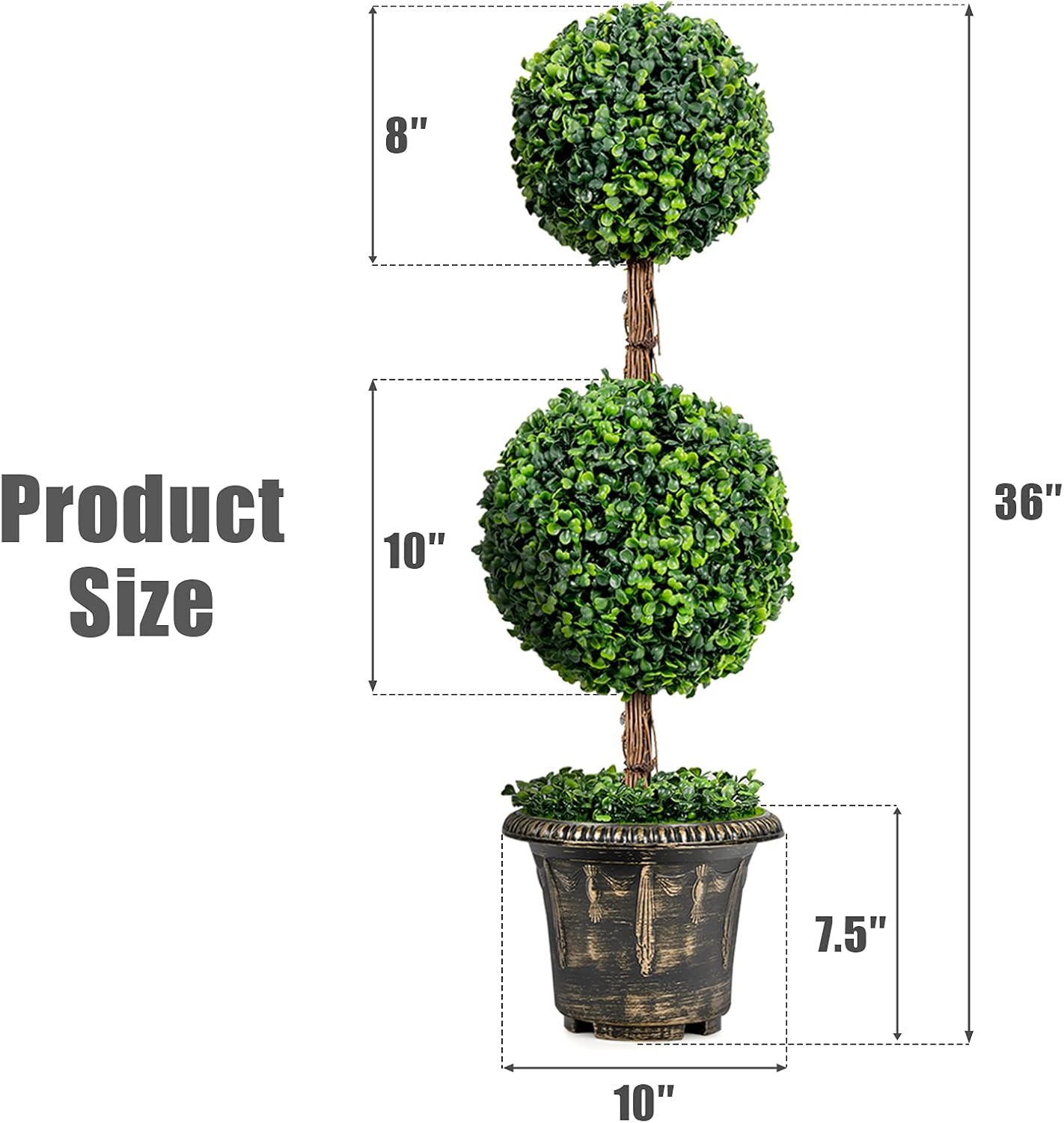 Goplus 3 Ft Artificial Boxwood Topiary Tree