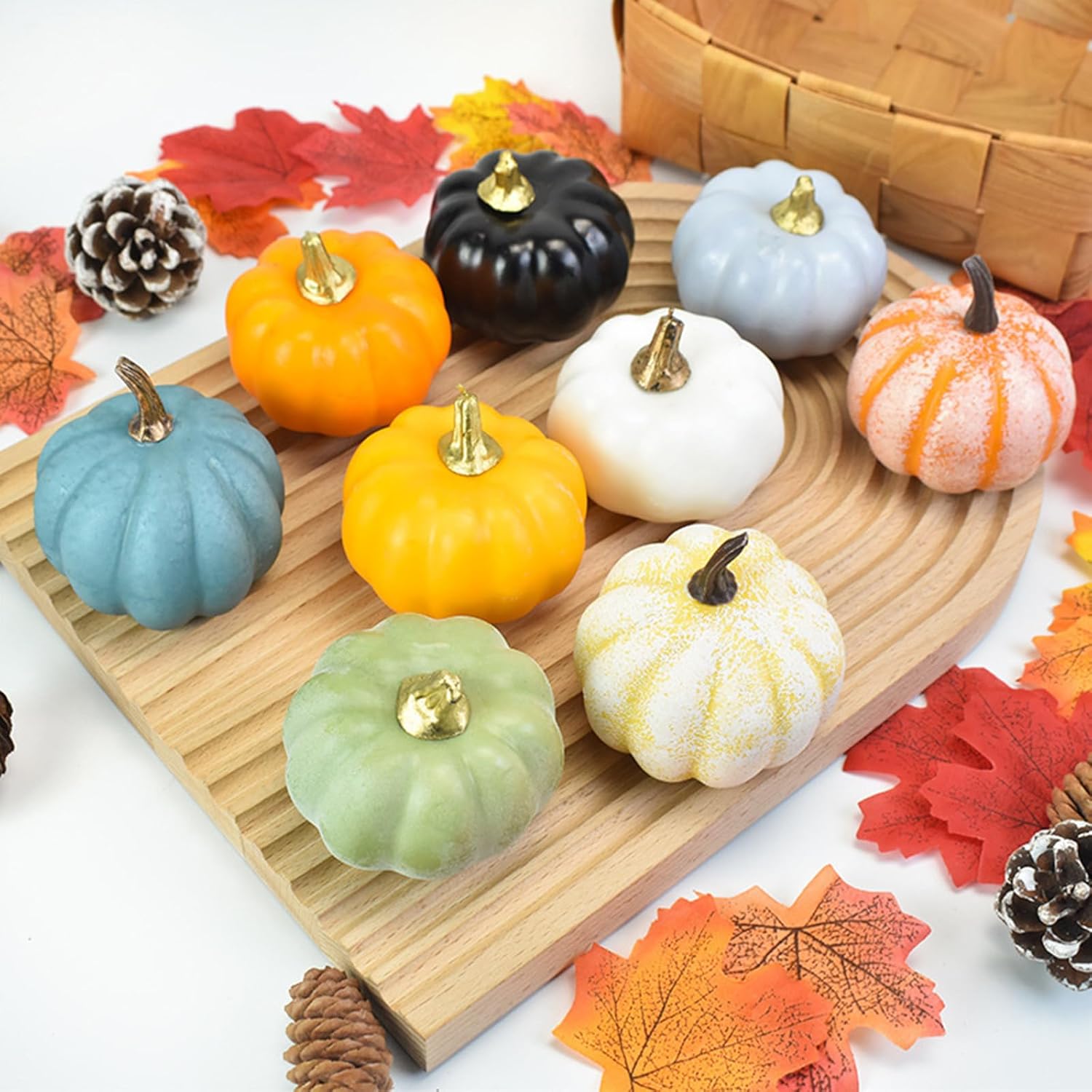 12Pcs Mini Halloween Pumpkins Artificial Decor Set