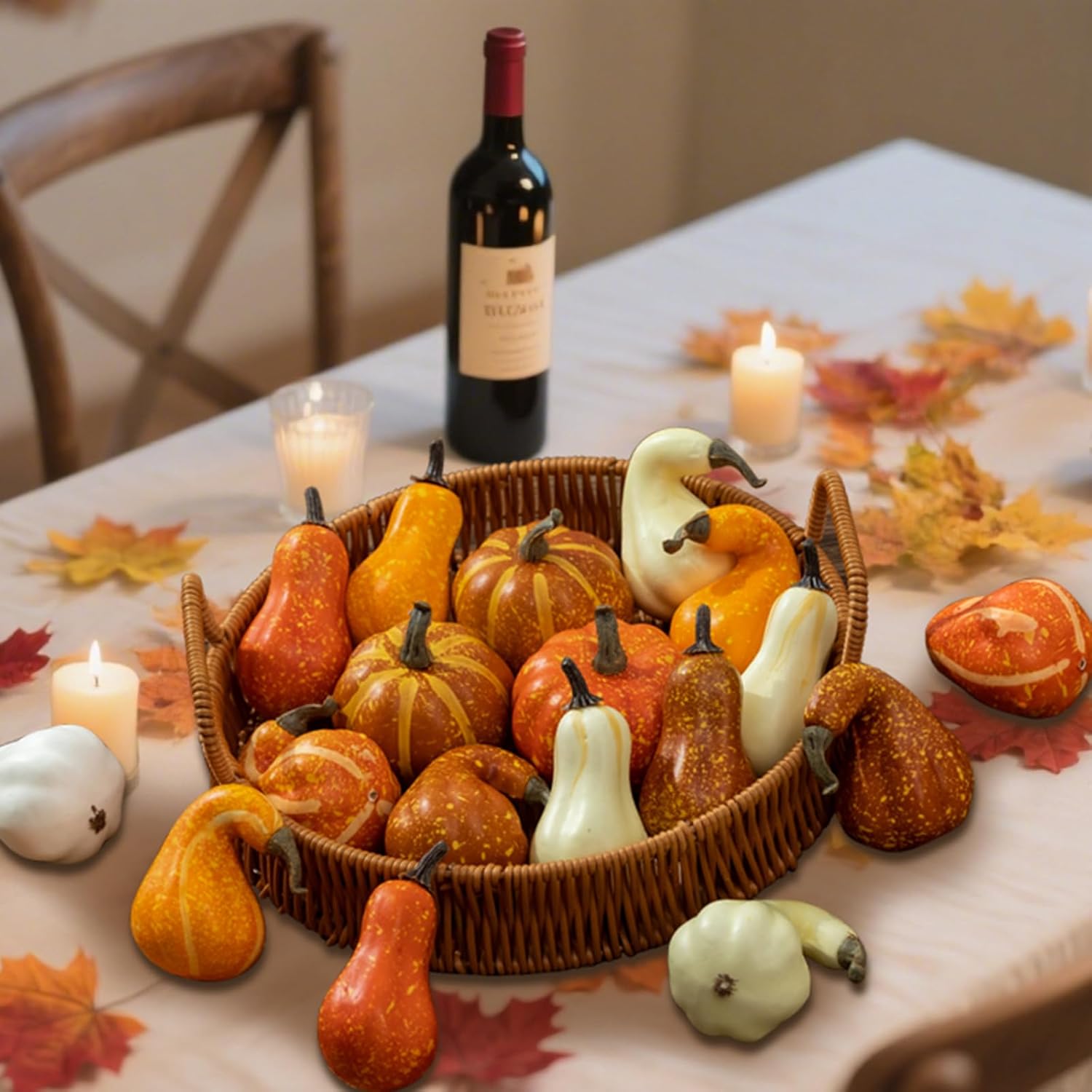 18PCS Artificial Fall Pumpkins Decor Set