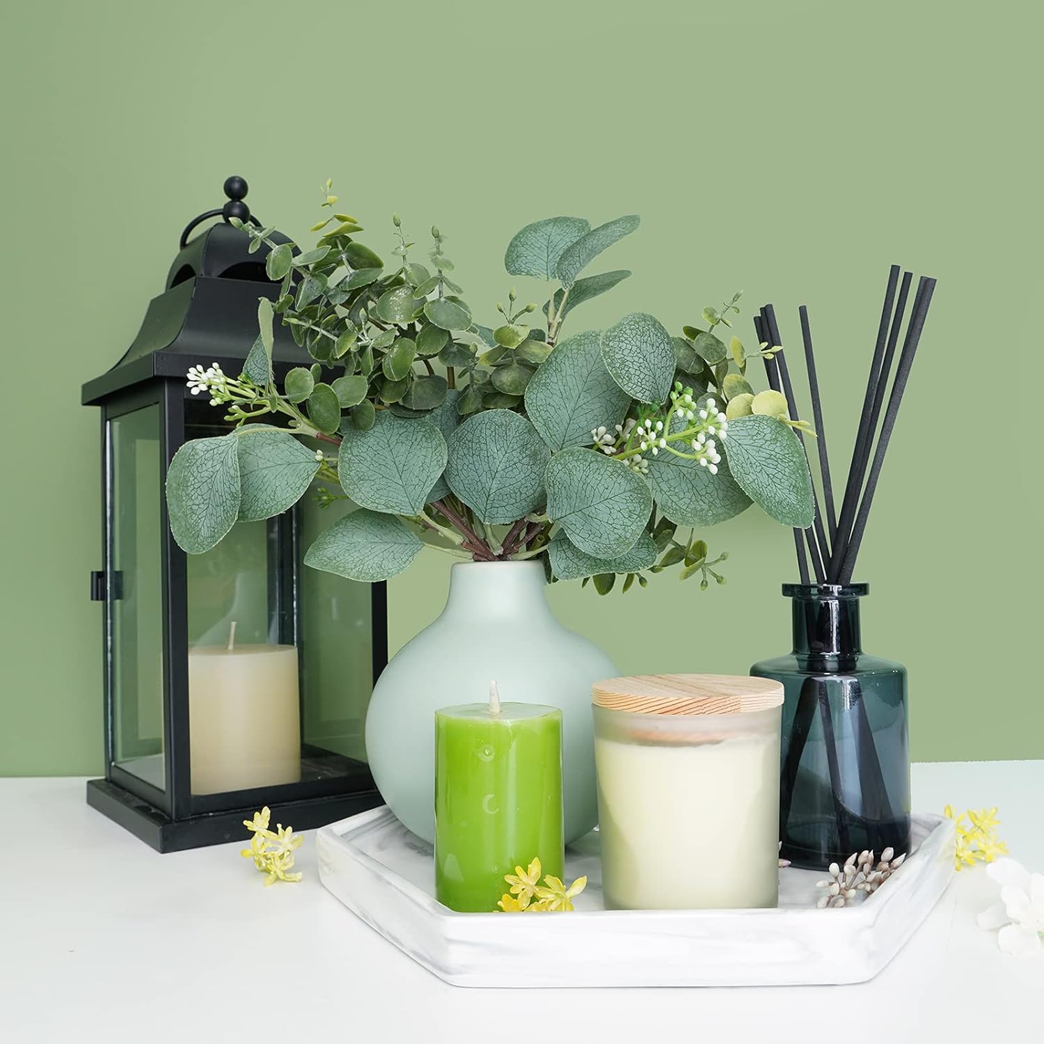 Winlyn Artificial Eucalyptus Leaves and Stems 10 PCS Set