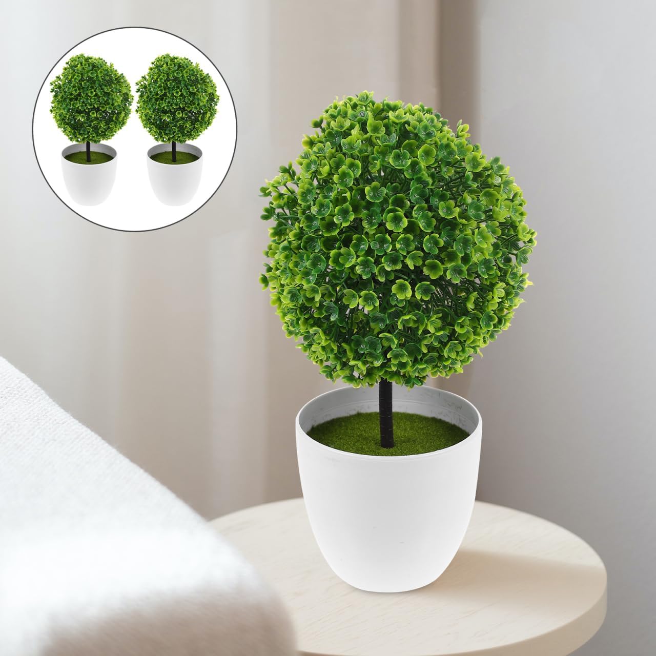 2pcs Artificial Topiary Plants Potted Decor for Home Office