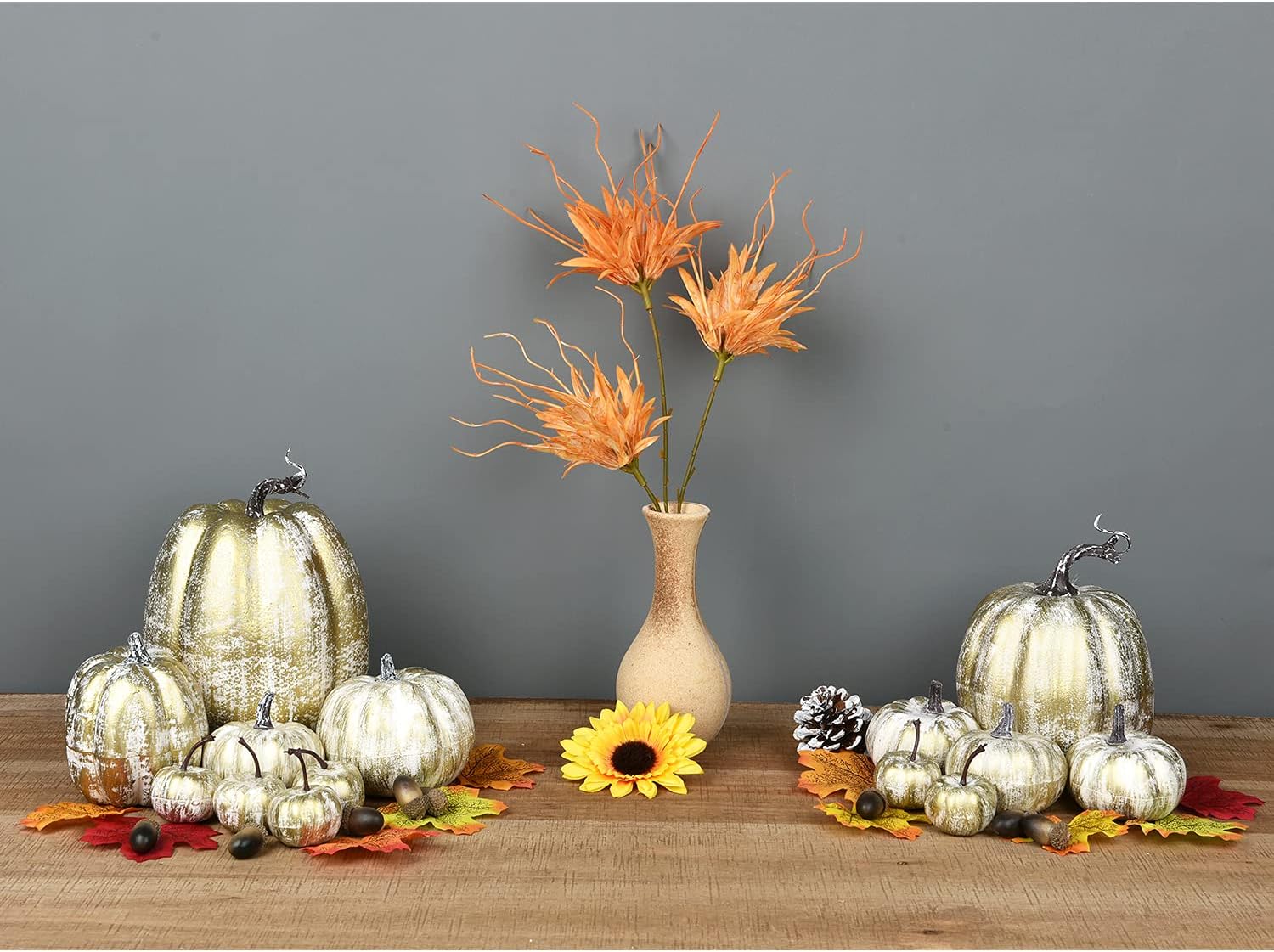 DearHouse 14PCS Artificial Pumpkins Fall Decor Set