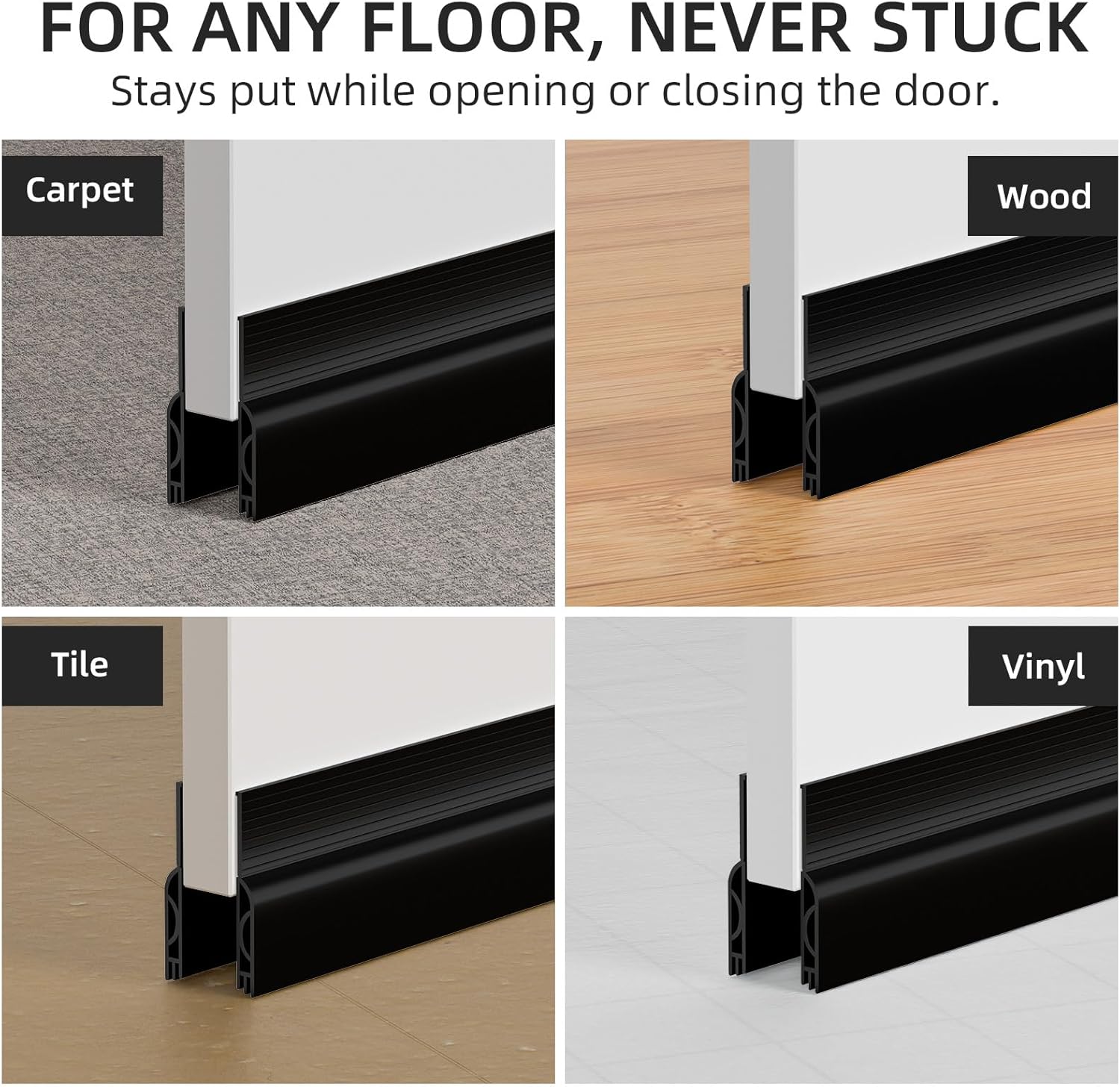 Black Door Draft Stopper 39 Inches for Weather Sealing