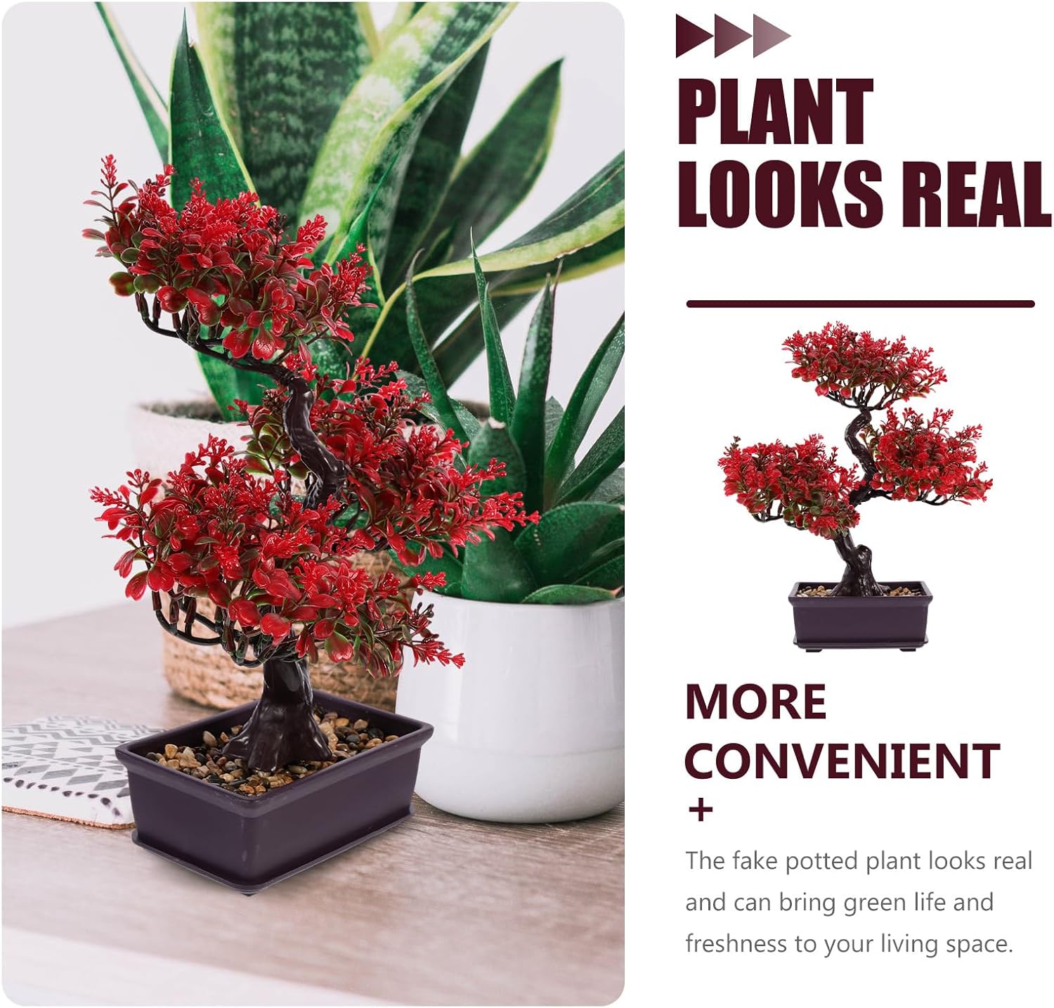 Cabilock Artificial Red Bonsai Tree Indoor Decor