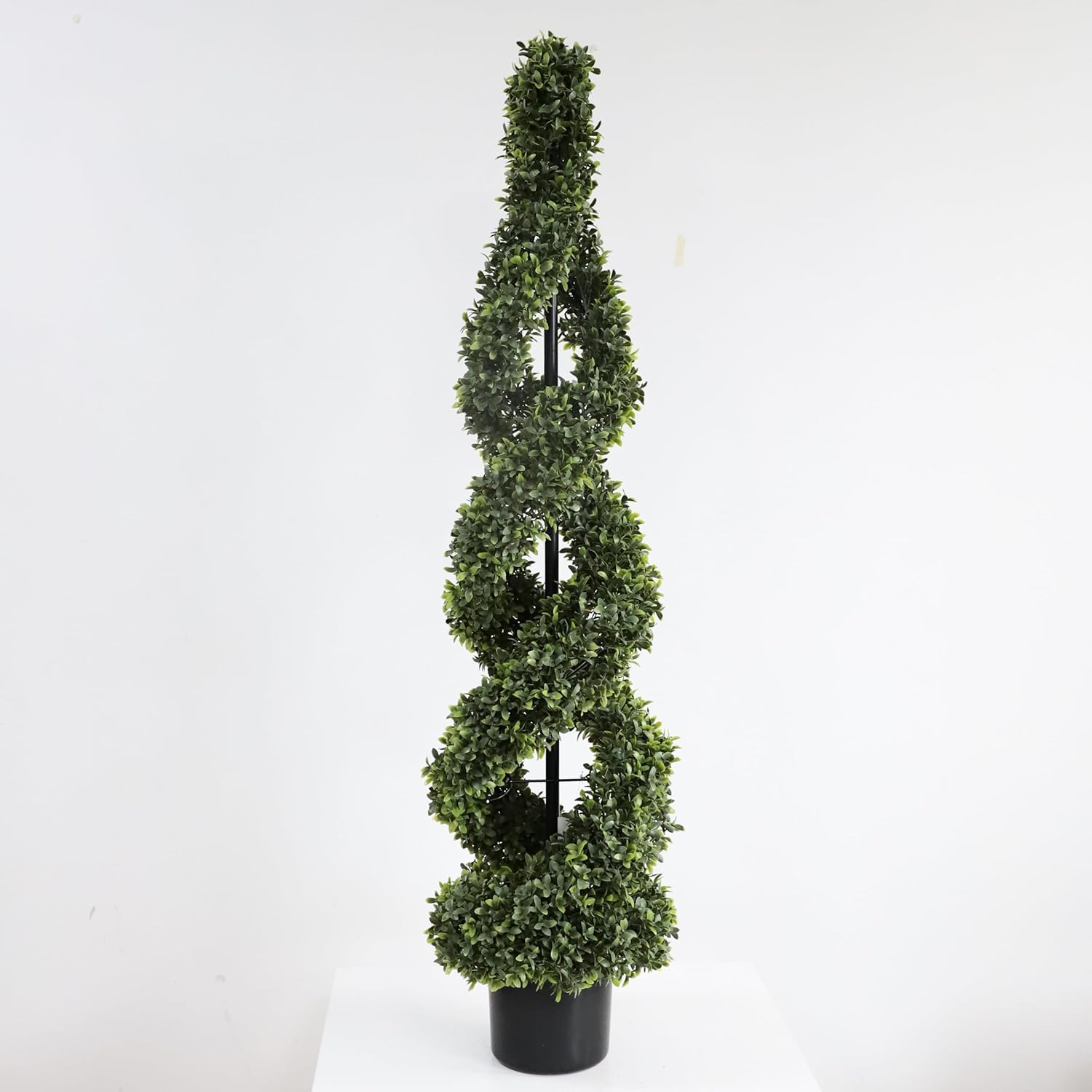 46 Inch Double Spiral Artificial Boxwood Topiary Trees Set of 2