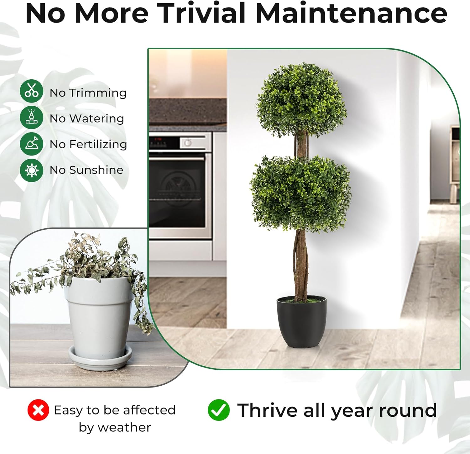 Goplus 40 Inch Artificial Boxwood Topiary Ball Tree