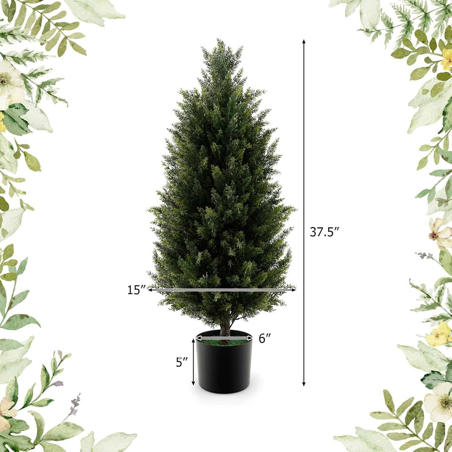 Goplus 3FT Artificial Cedar Tree Set of 2
