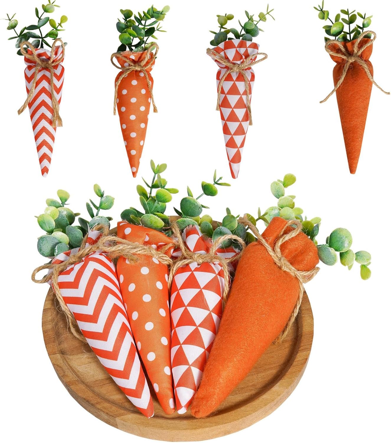 BEIJIALY 4 Pack Easter Fabric Carrots for DIY Decor