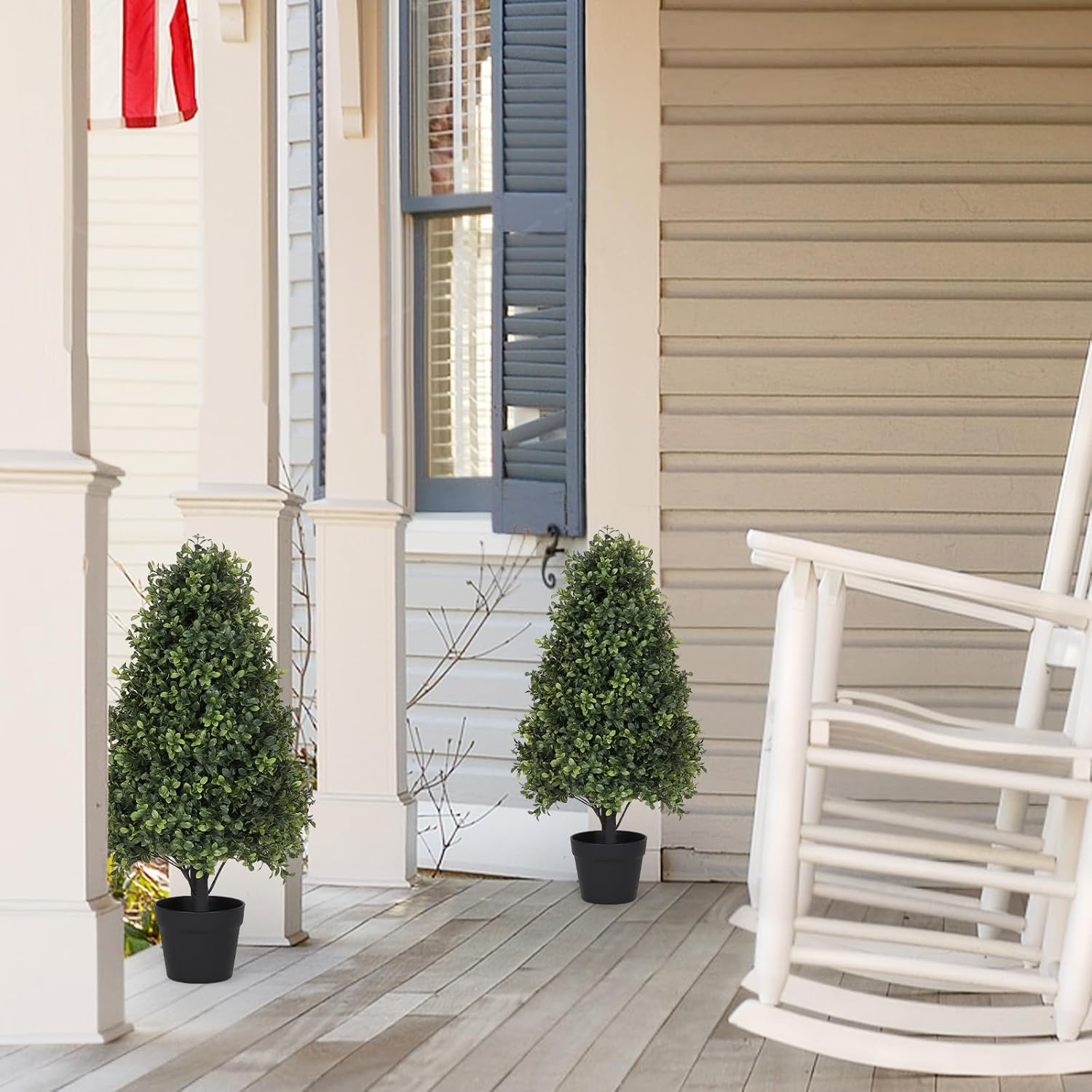 Azoco 30 Inch Artificial Boxwood Topiary Trees Set of 2