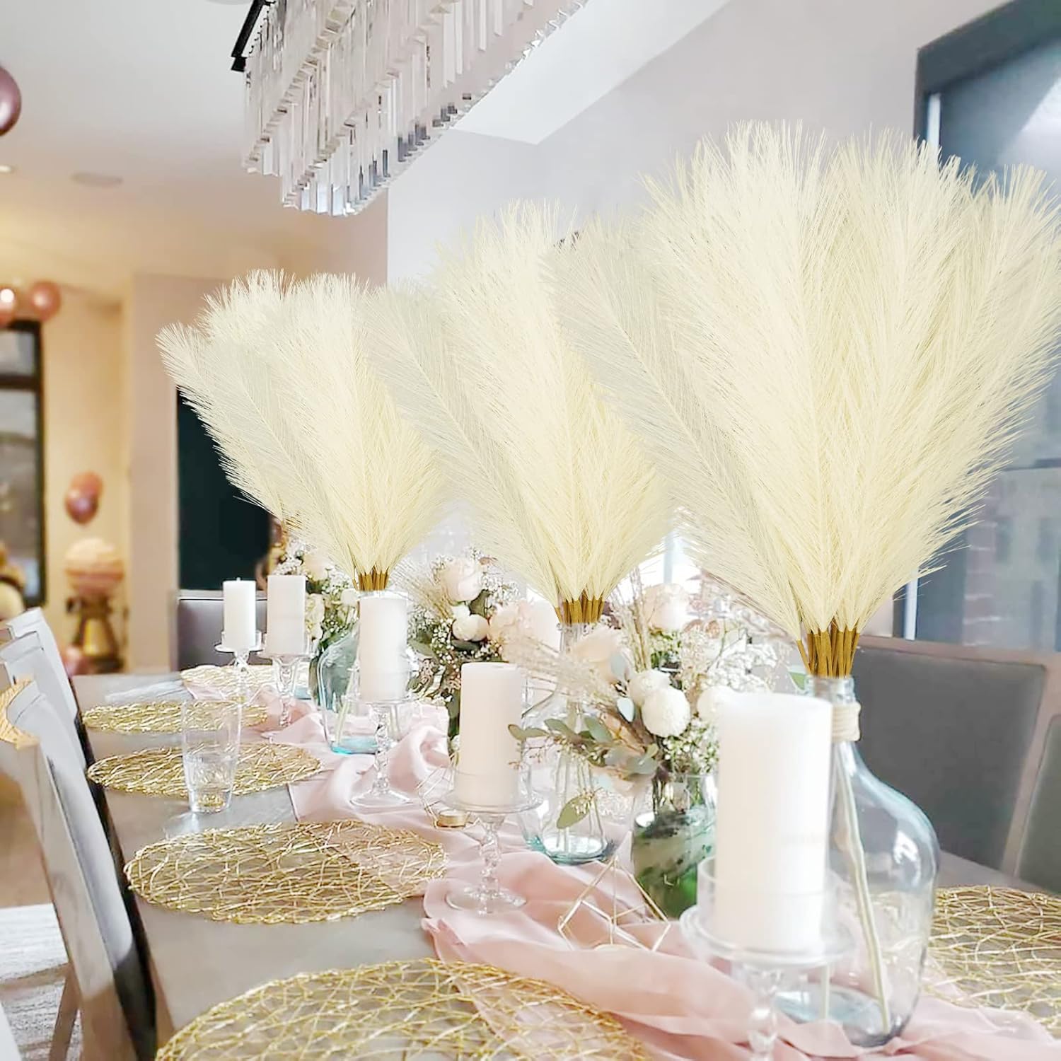 50PCS Beige Artificial Pampas Grass Decor