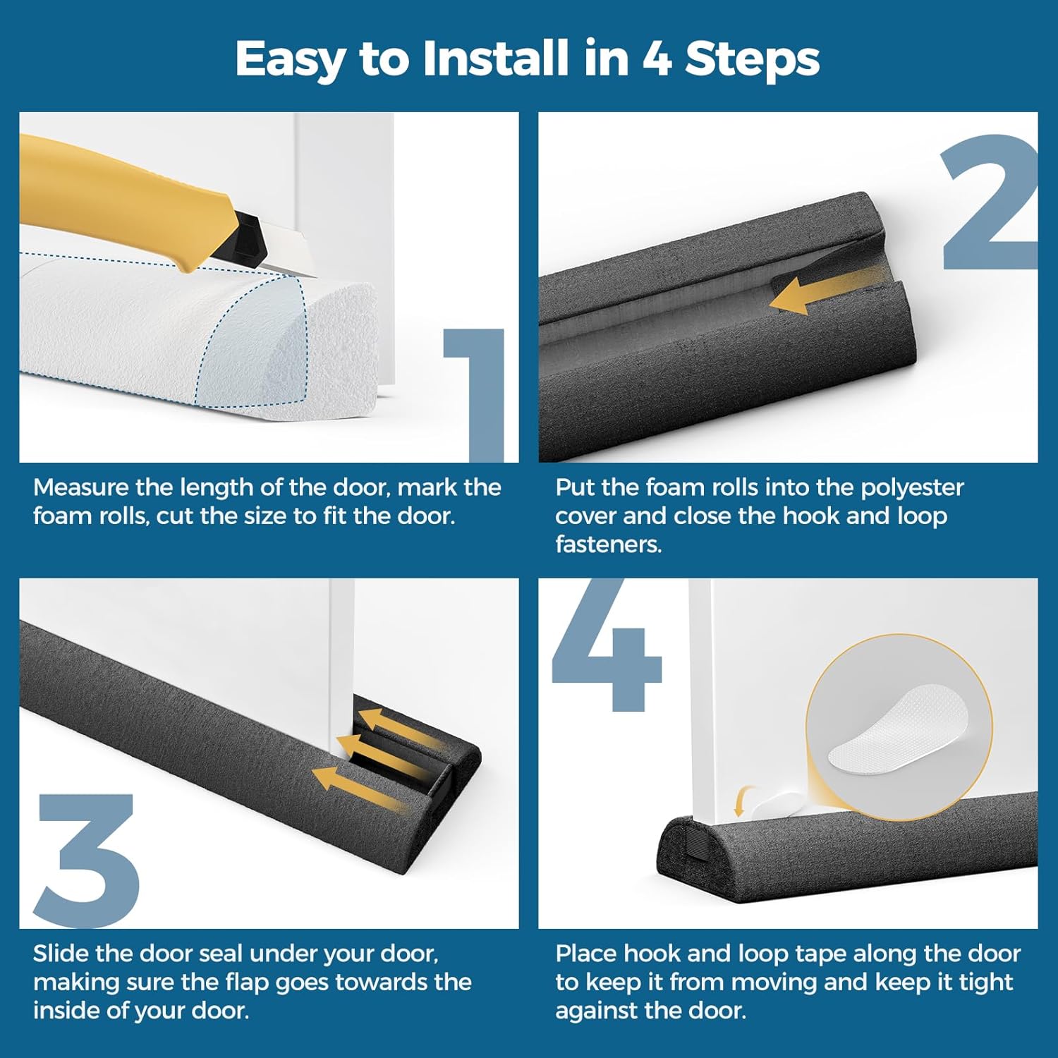 Adjustable Door Draft Stopper 36 Inch Black