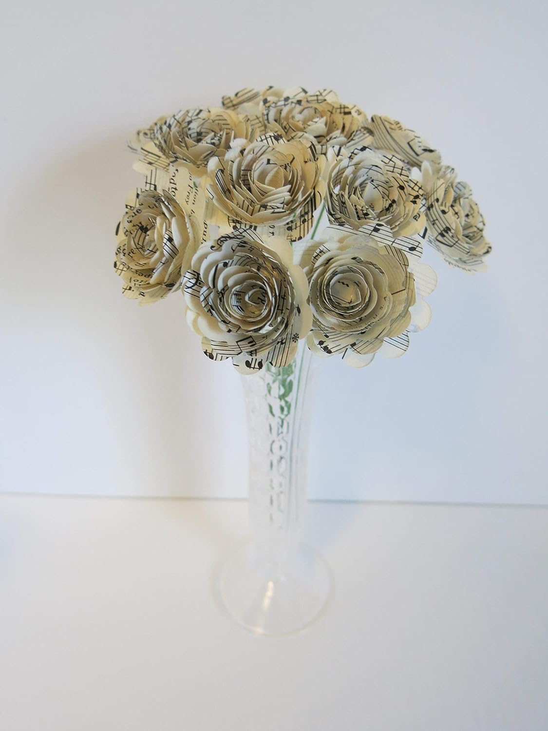 Scalloped Sheet Music Paper Roses for Wedding Centerpiece