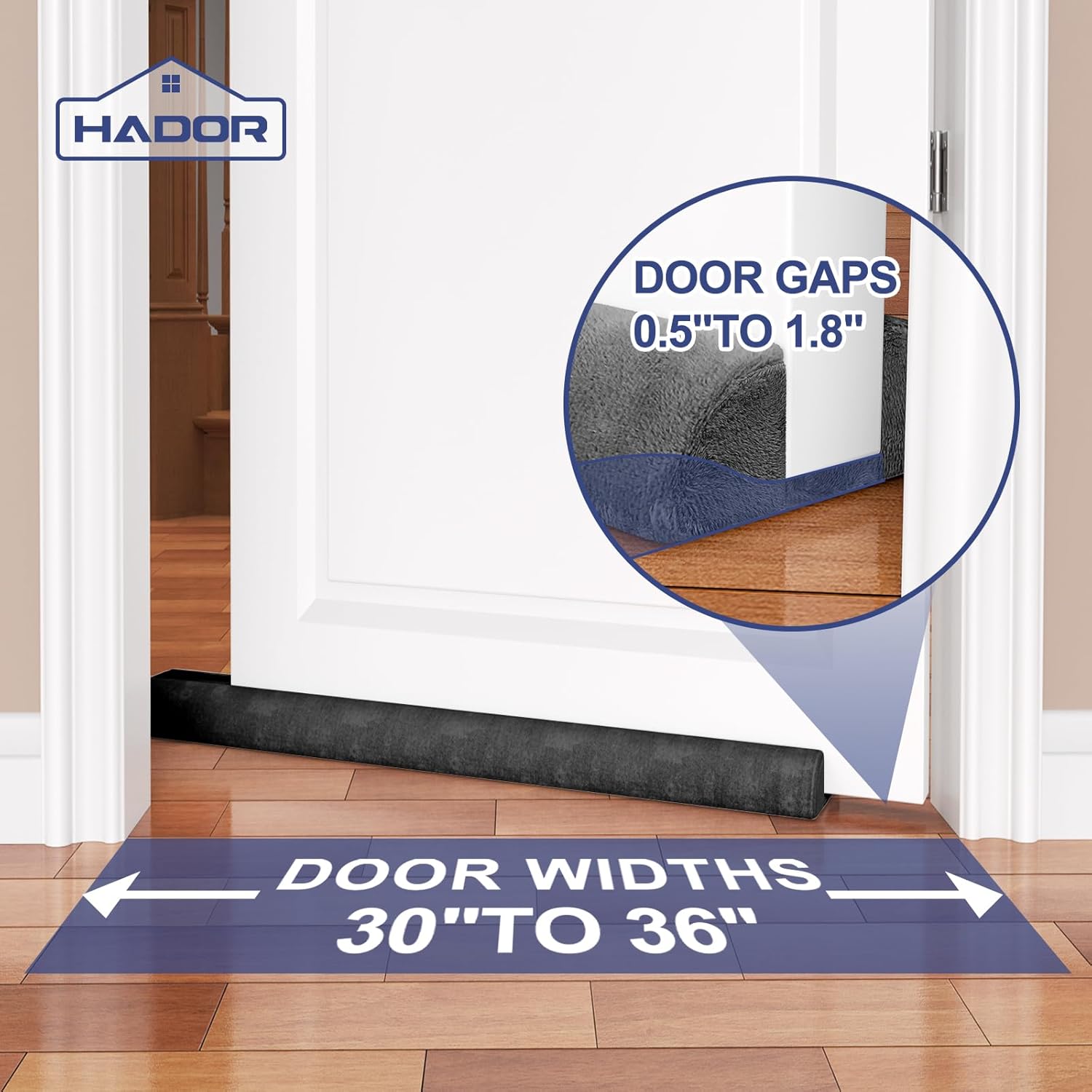 HADOR 2 Pack Door Draft Stopper 36 Inch Black