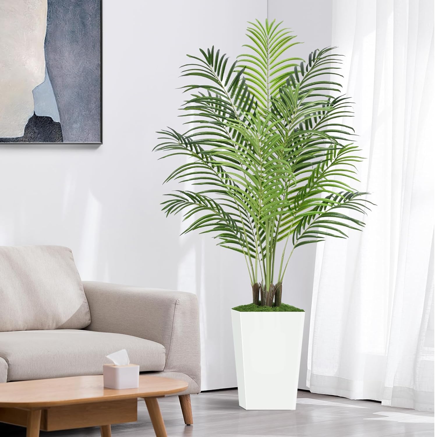 5ft Artificial Palm Tree with White Planter