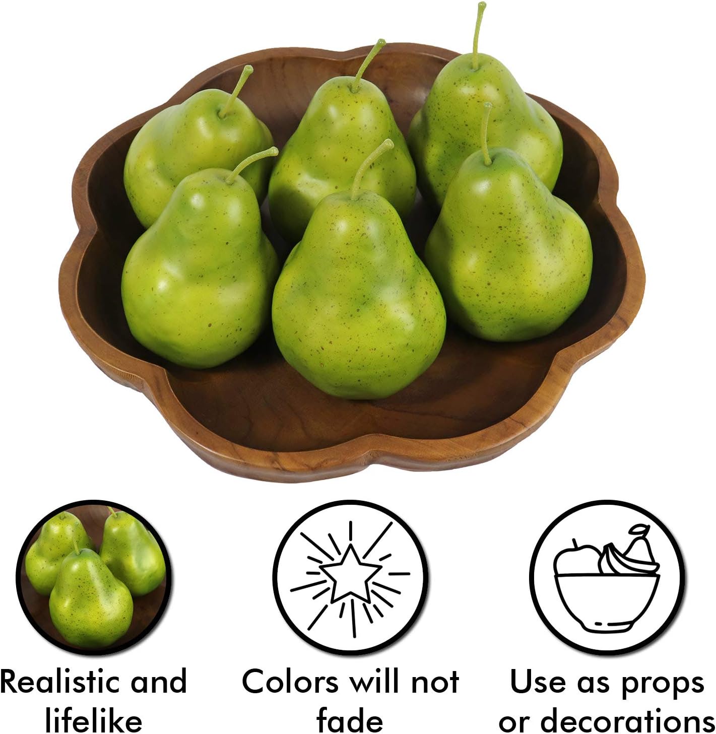 Millennial Essentials Artificial Green Pears 6pcs for Decor