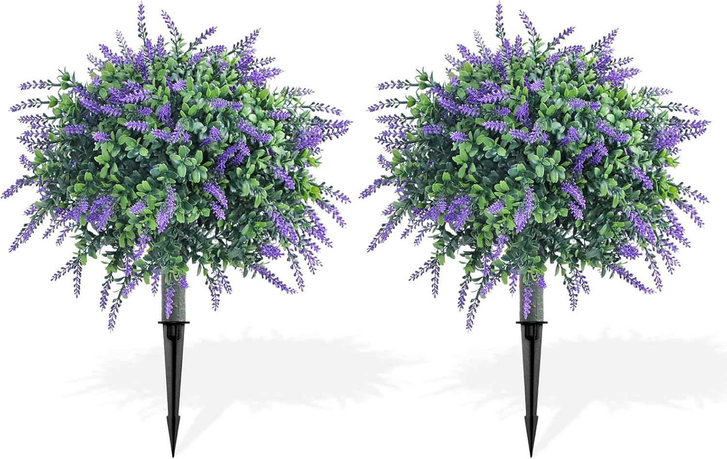 UNADRA Artificial Boxwood Topiary Trees with Lavender Set of 2