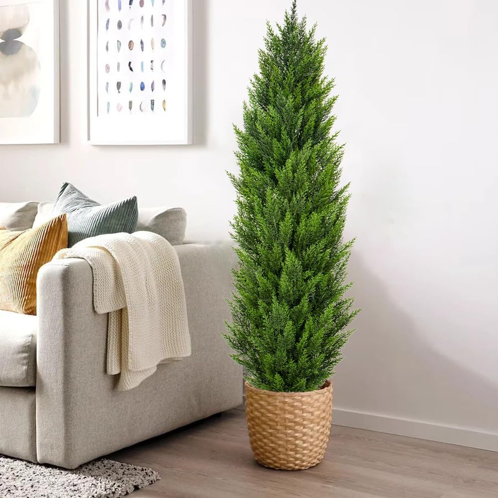 Briful 5ft Cedar Topiary Trees Artificial Set of 2