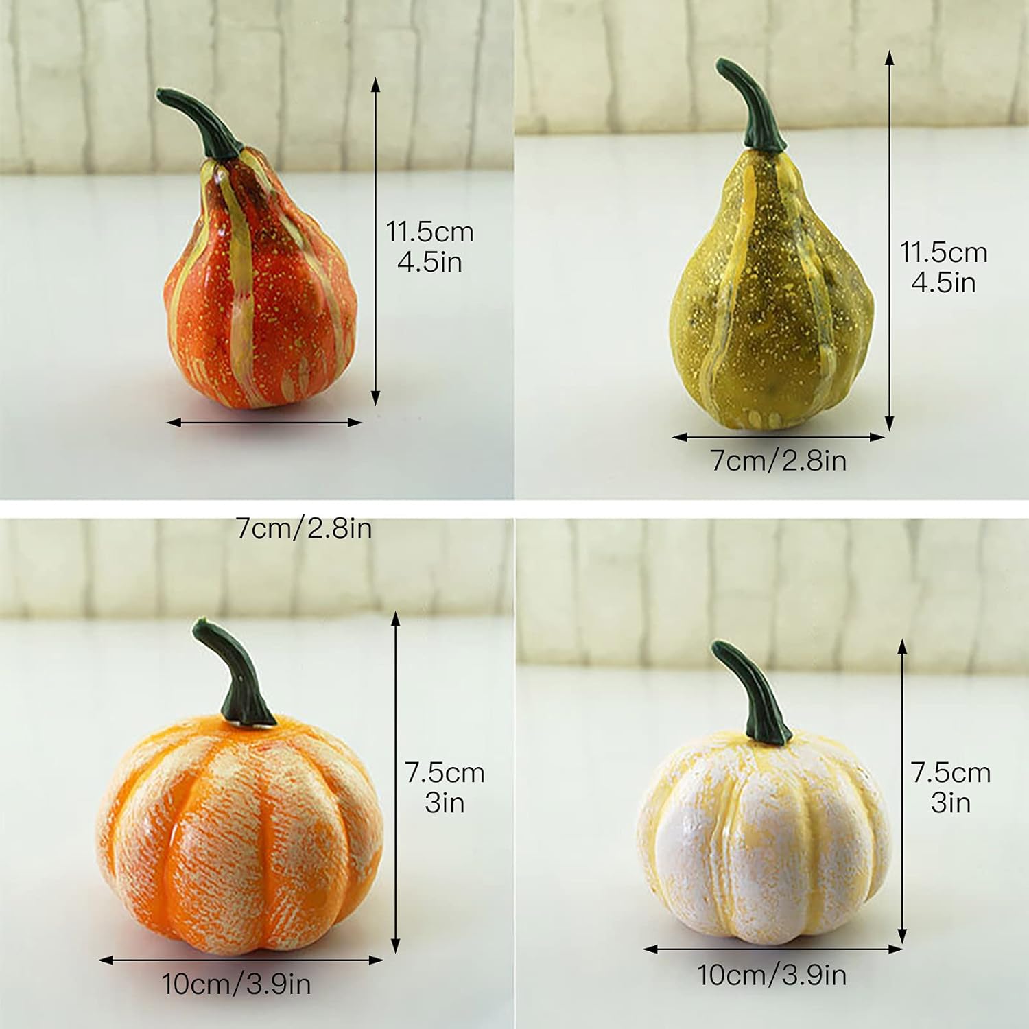 TITA-DONG Artificial Pumpkins and Gourds Set of 12 Halloween Foam Props