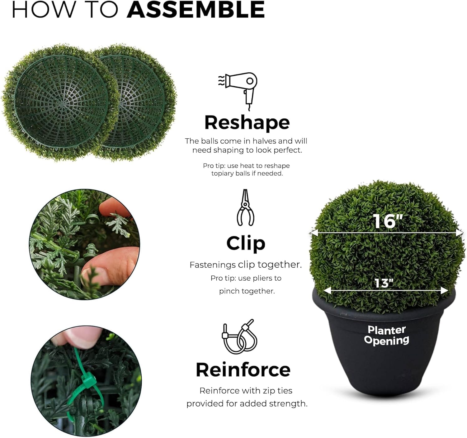 365 Curb Appeal Set of 2 Large Topiary Balls