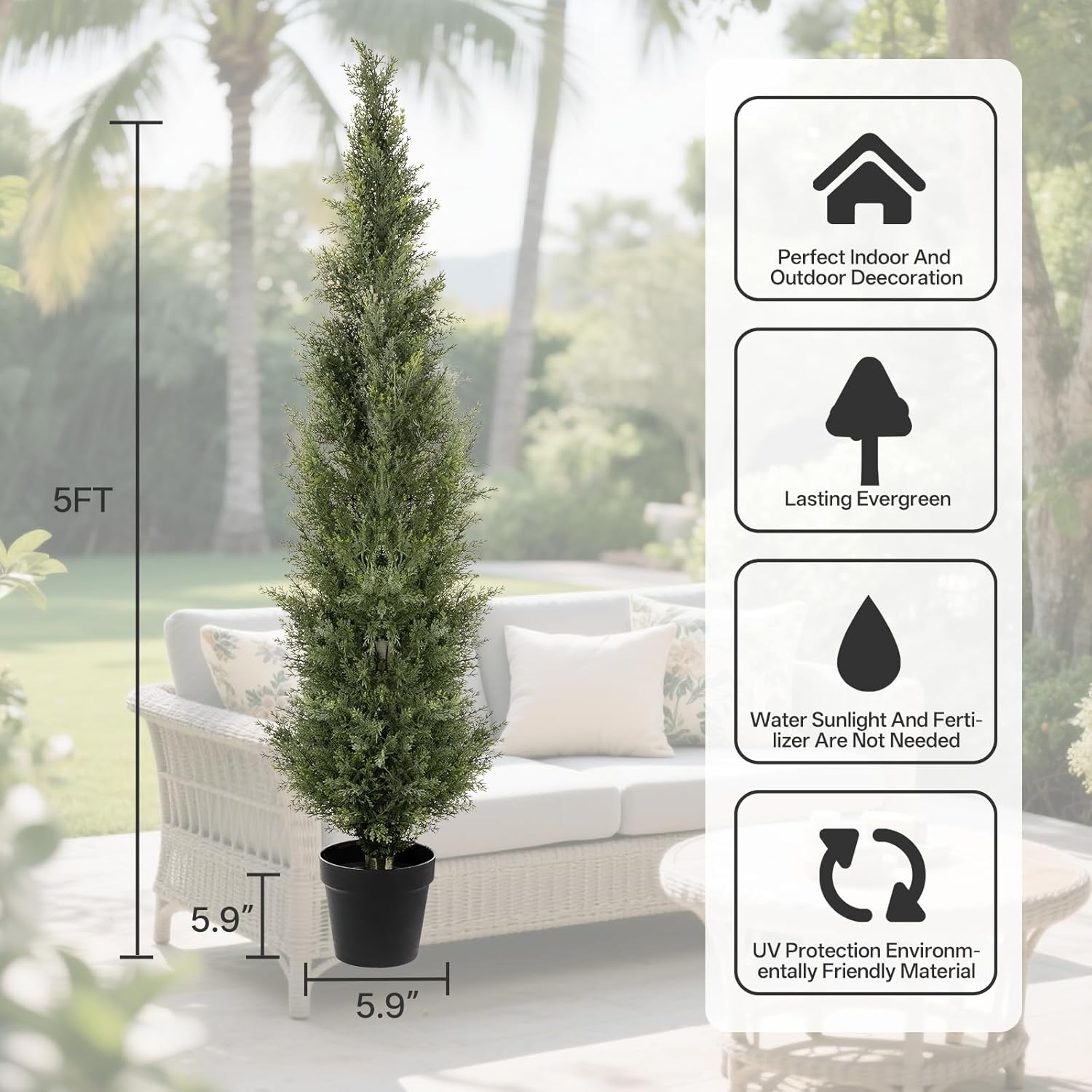 2Pack 5FT Artificial Cedar Topiary Trees