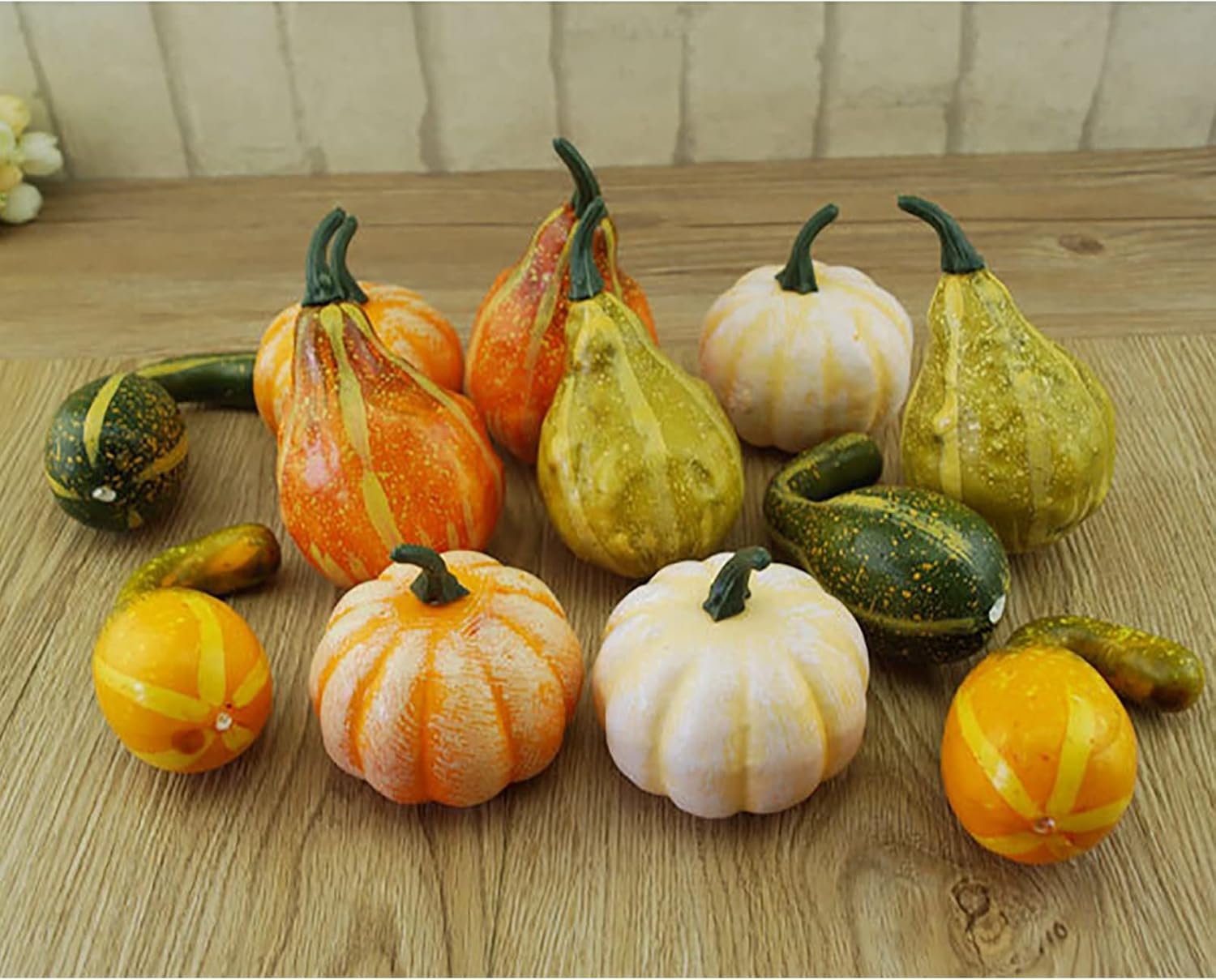 TITA-DONG Artificial Pumpkins and Gourds Set of 12 Halloween Foam Props
