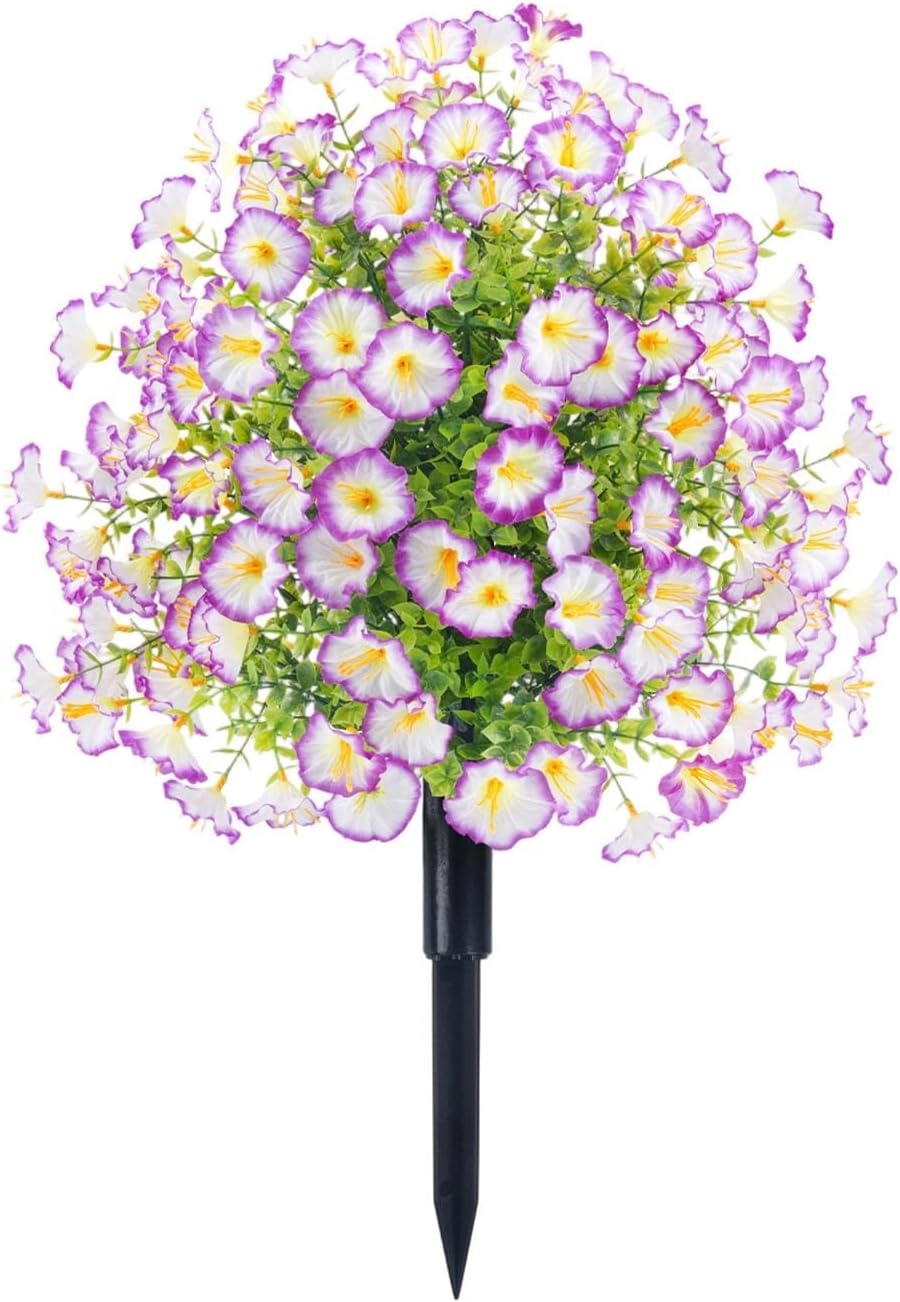15 Inch Artificial Morning Glory Topiary with Ground Spike