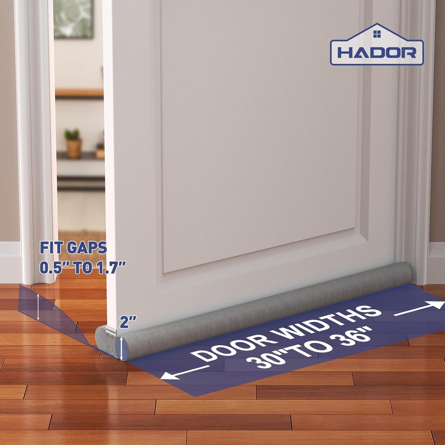 HADOR Door Draft Stopper 36 Inch Under Door Gap Sealer Grey