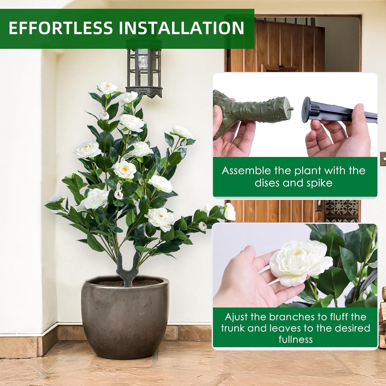 GarveeHome 354 Inch Artificial Topiary Set of 2 White