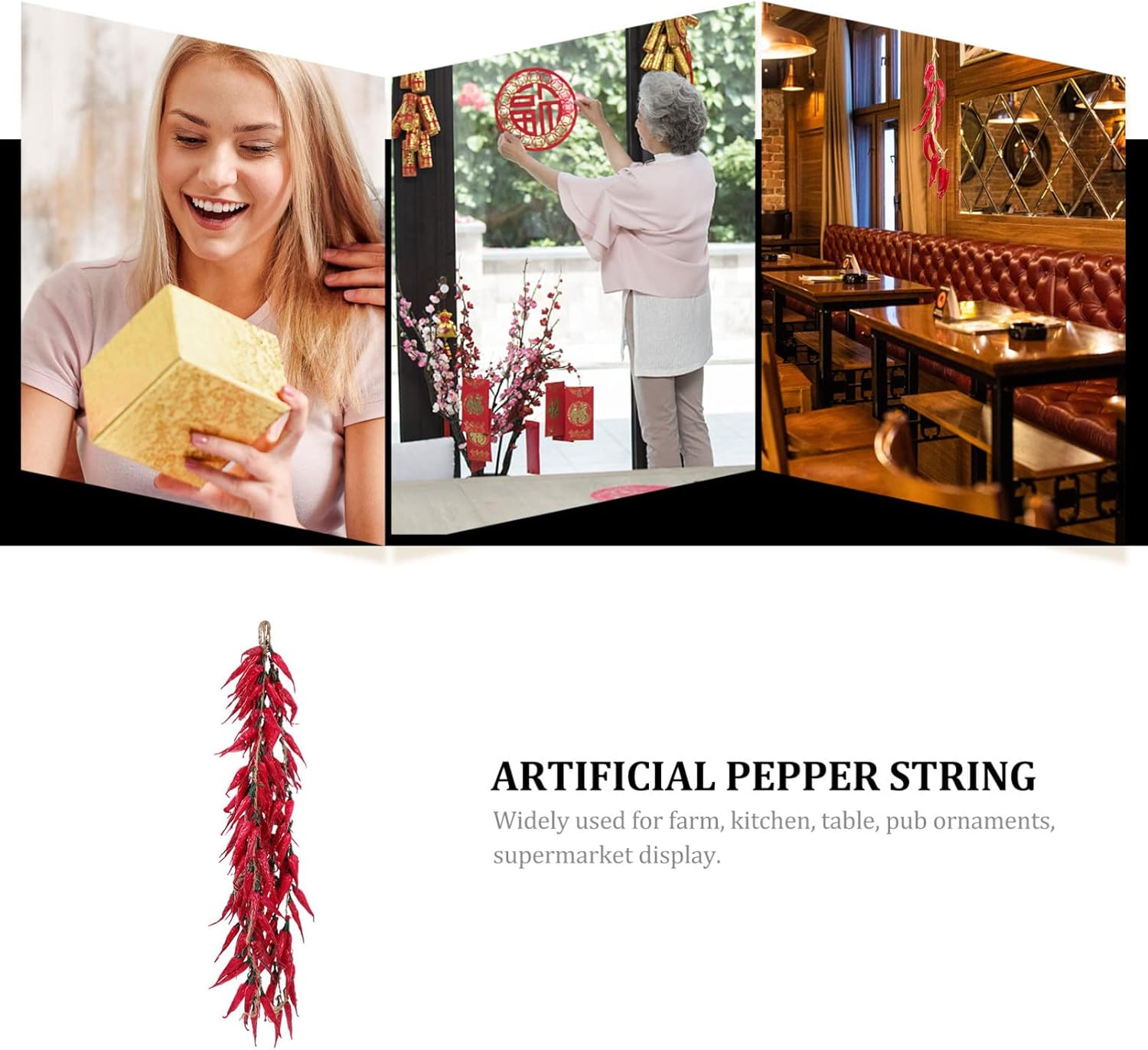 Happyyami 5pcs Artificial Chili Peppers Hanging Decorations