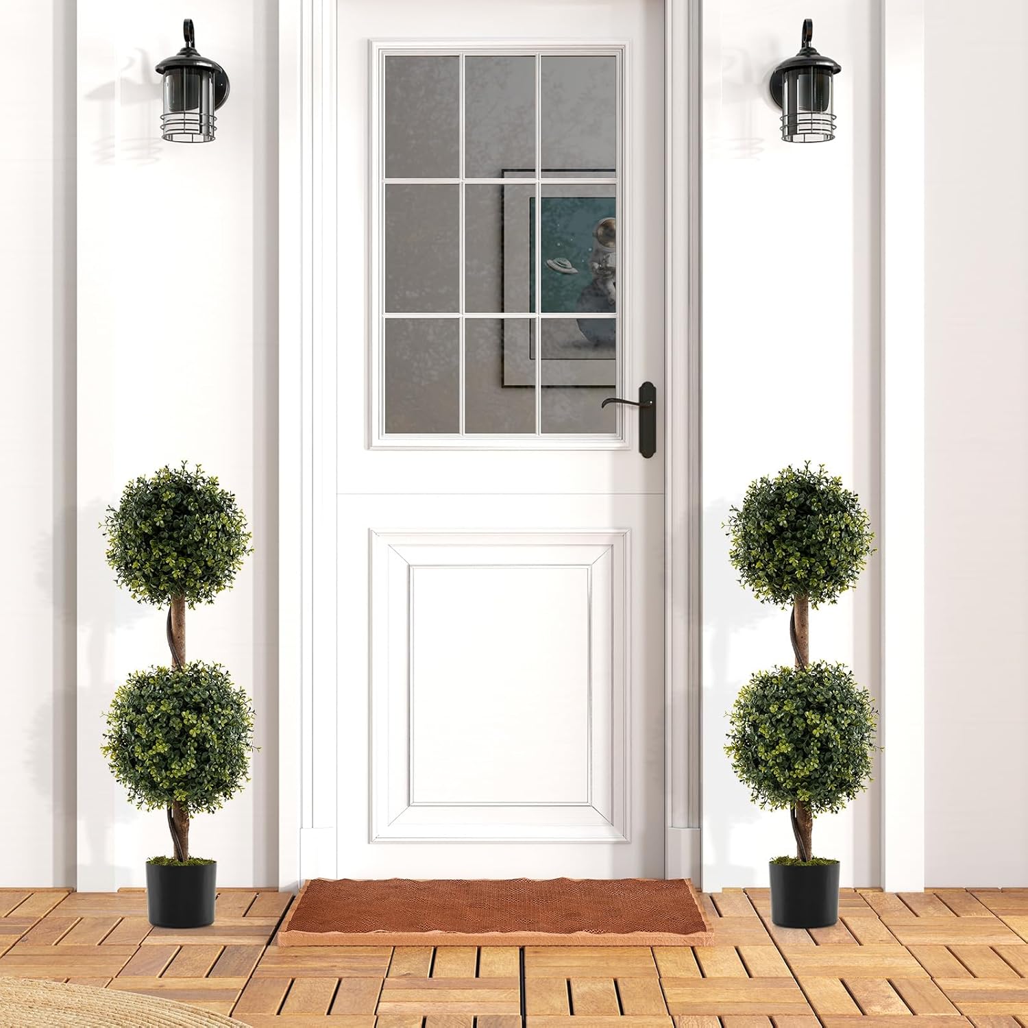 Goplus 3 Ft Artificial Boxwood Topiary Trees Set of 2