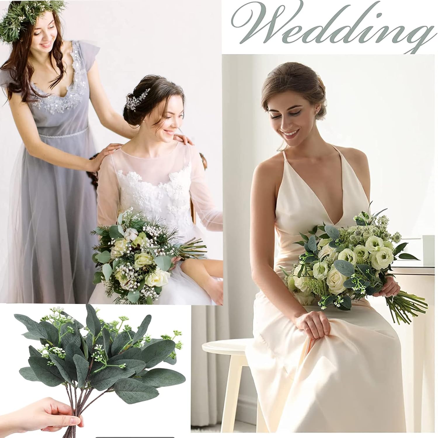 64 pcs Artificial Greenery Stems with 384 Leaves for Floral Arrangements