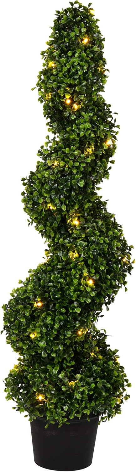 Vickerman Pre-Lit LED Artificial Boxwood Spiral Tree 3 Foot Tall