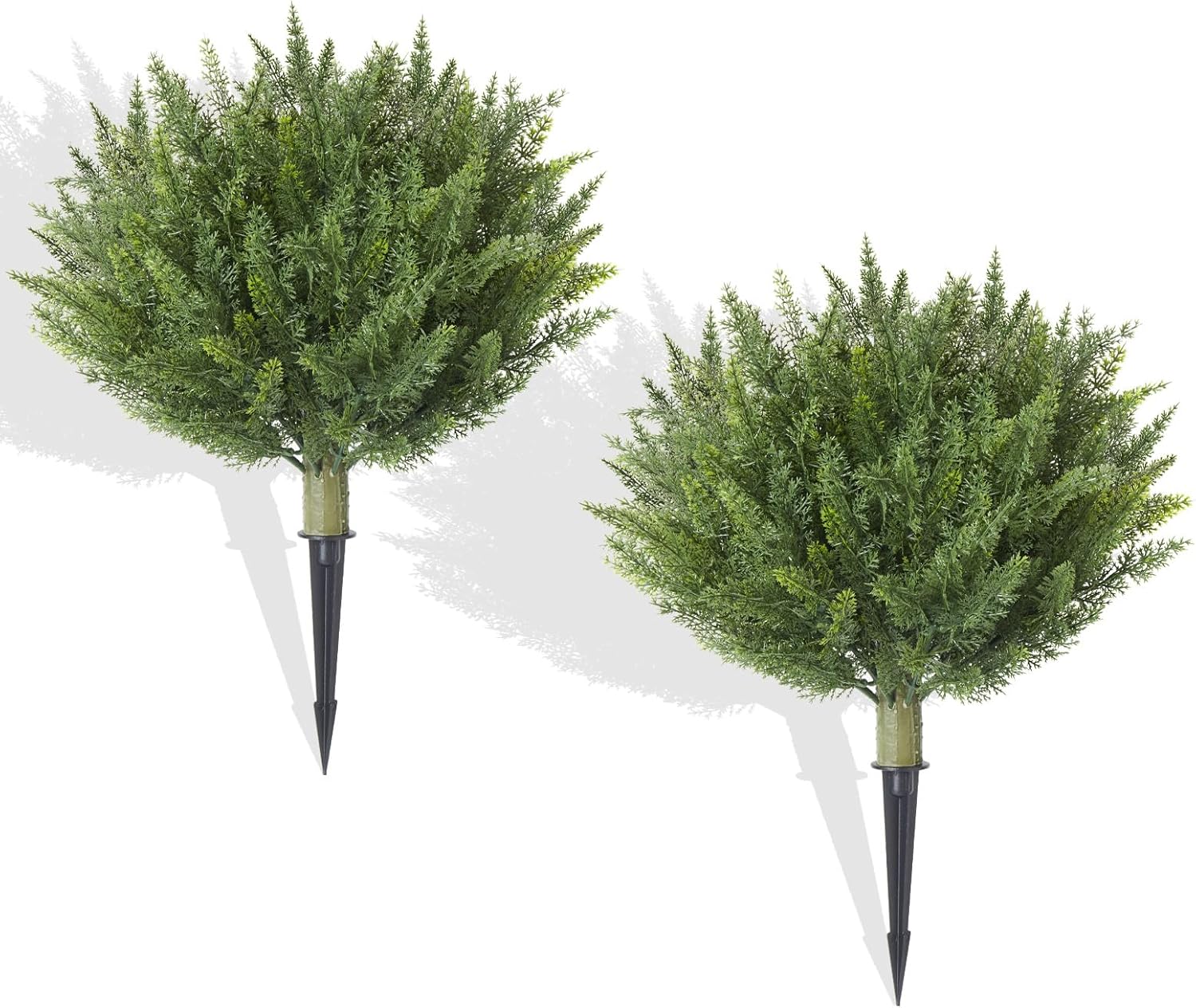 Set of 2 Artificial Cypress Topiary with Metal Spike
