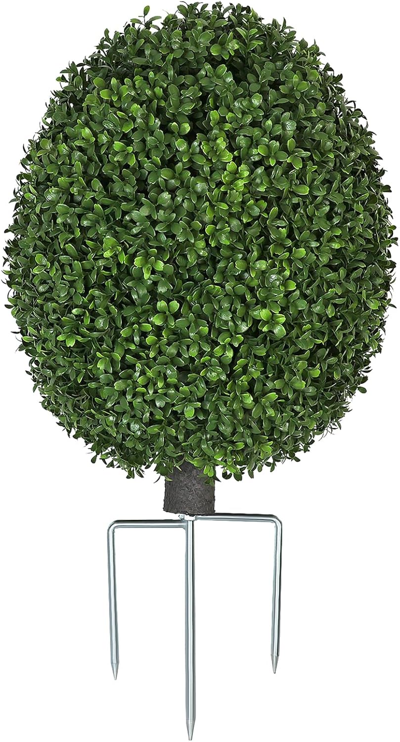 QIANYUN 26 Inch Artificial Boxwood Topiary Shrubs