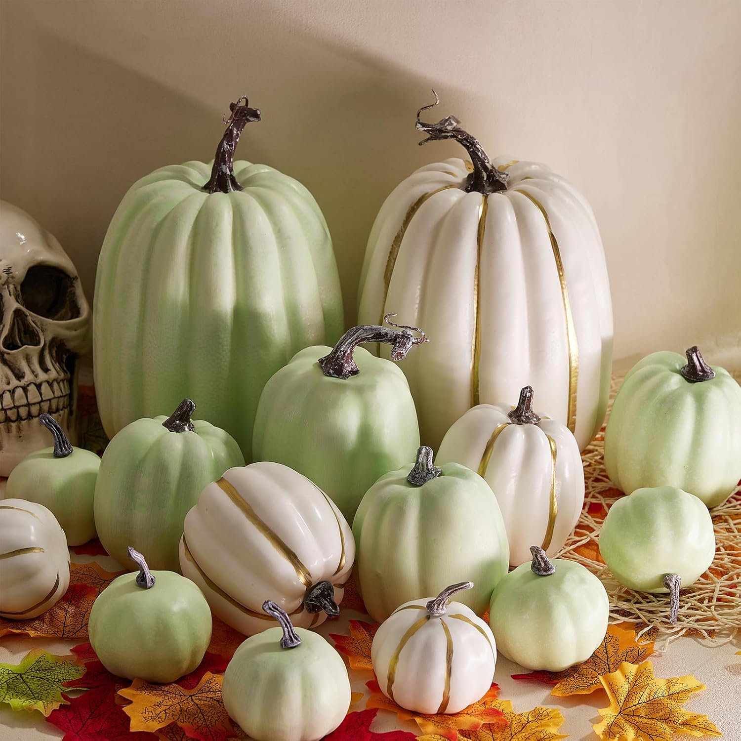 7Pcs Artificial Pumpkins Faux Foam Fall Decorations for Home
