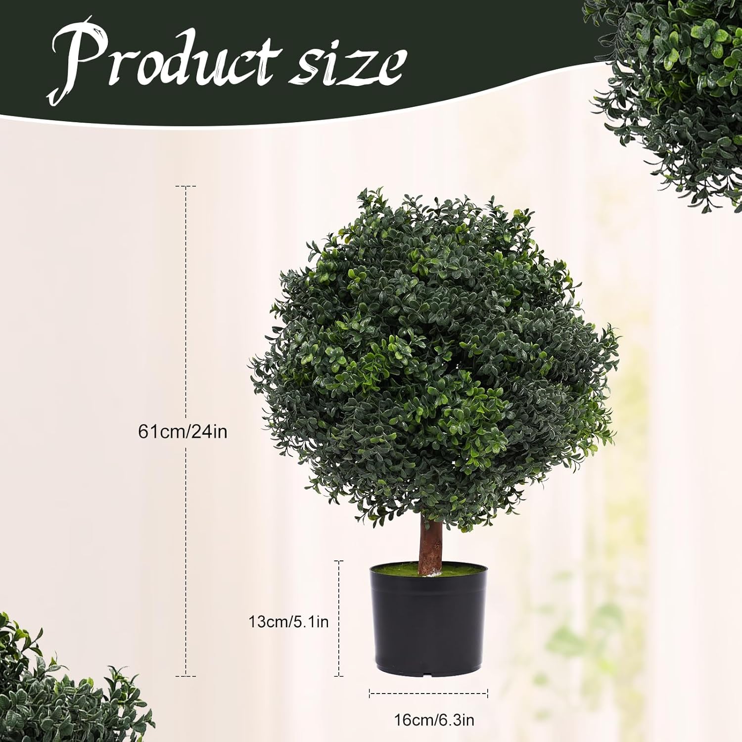 Silk Tree Warehouse Two 2 Foot Artificial Boxwood Topiary Bushes