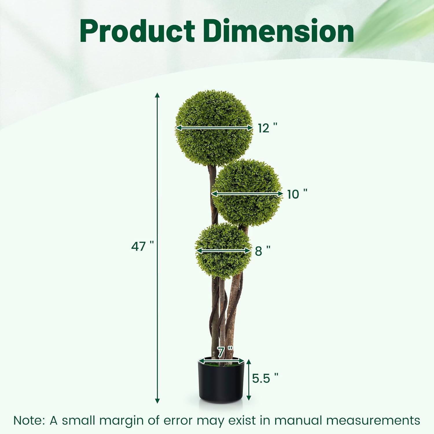 Goplus 4ft Artificial Boxwood Topiary Ball Tree