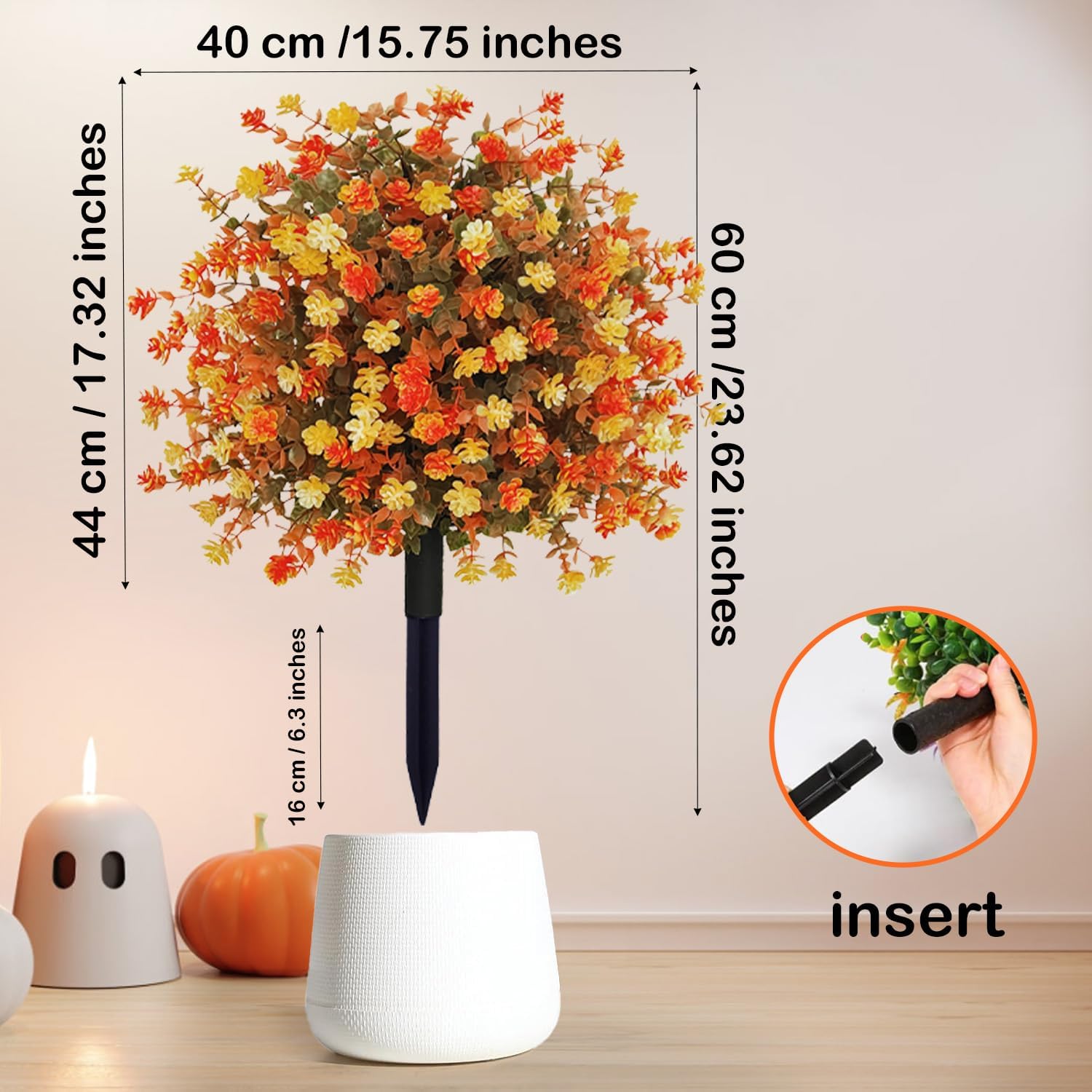 2 Pack Fall Artificial Topiary Trees with Ground Spikes