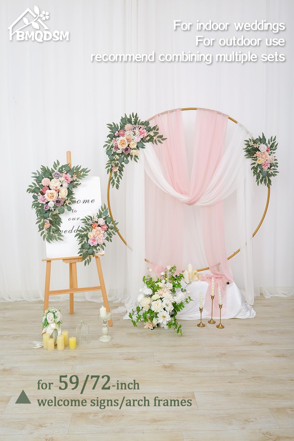 BMQDSM Faux Flowers Wedding Arch Kit Dark Pink