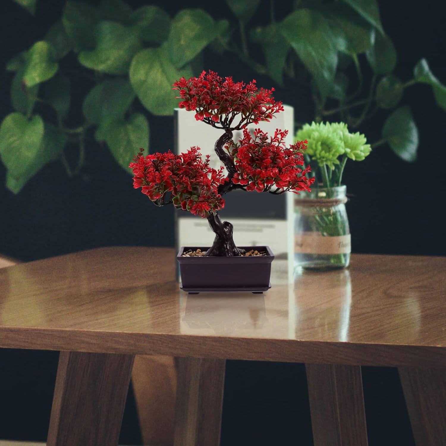 Cabilock Artificial Red Bonsai Tree Indoor Decor